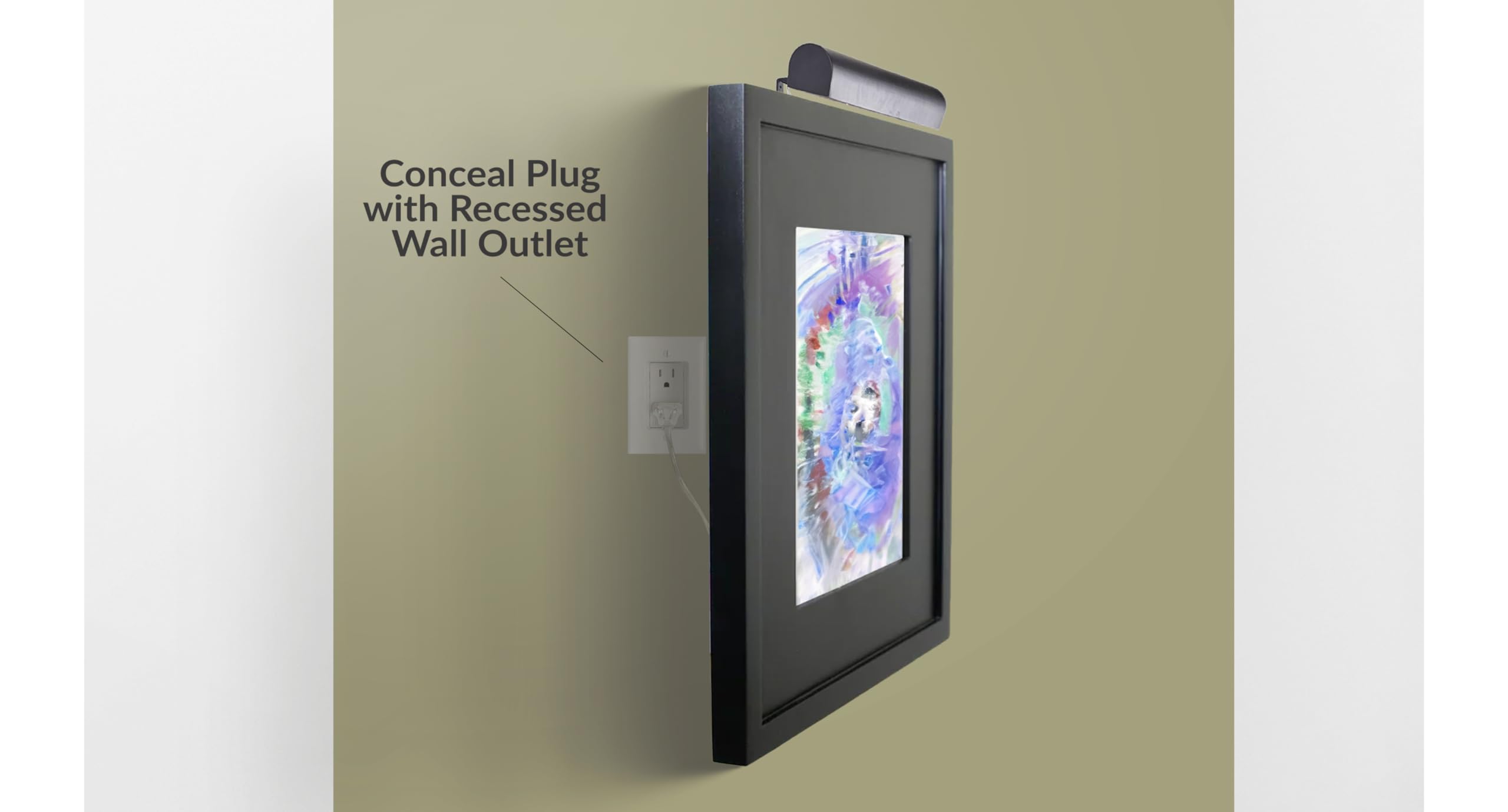 Royal Designs Plug-in Picture Light - 12 ft Cord with Hi/Low/Off Switch, Brushed Satin Brass Gallery Lighting for Artwork & Wall Decor (8.75 Inch) - Perfect for Home, Office & Museum Display