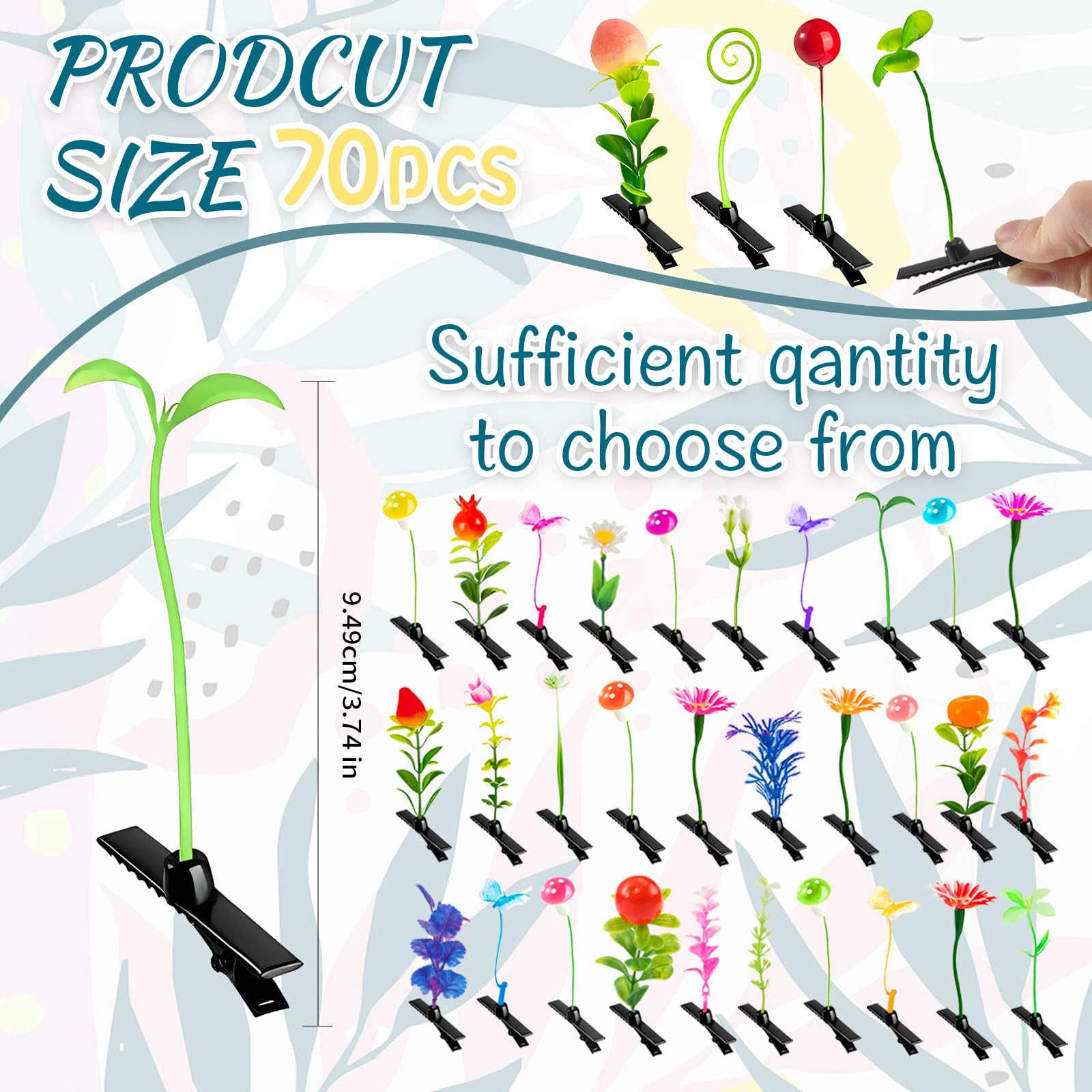70PCS Mixed Sprout Hair Clips - Small Flower Hair Accessories for Women, Girls | Holiday Ornaments, Party Favors, Festival Gifts | Perfect for Weddings, Birthdays, Christmas Decorations & Daily Styling