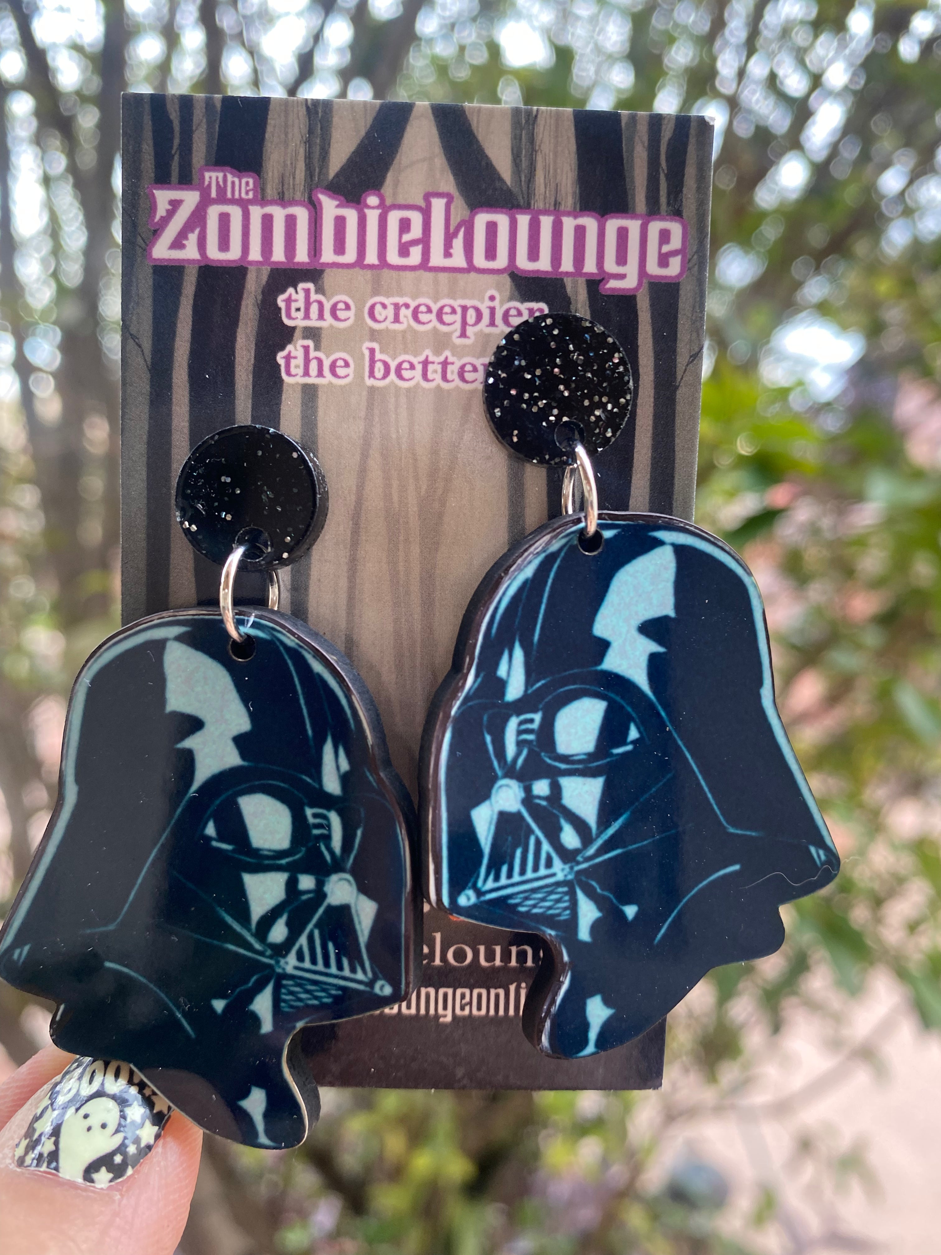 Darth Vader Stud Earrings for Women - Star Wars Inspired Side Hanging Ear Studs - Perfect for Cosplay, Halloween, and Gift Giving