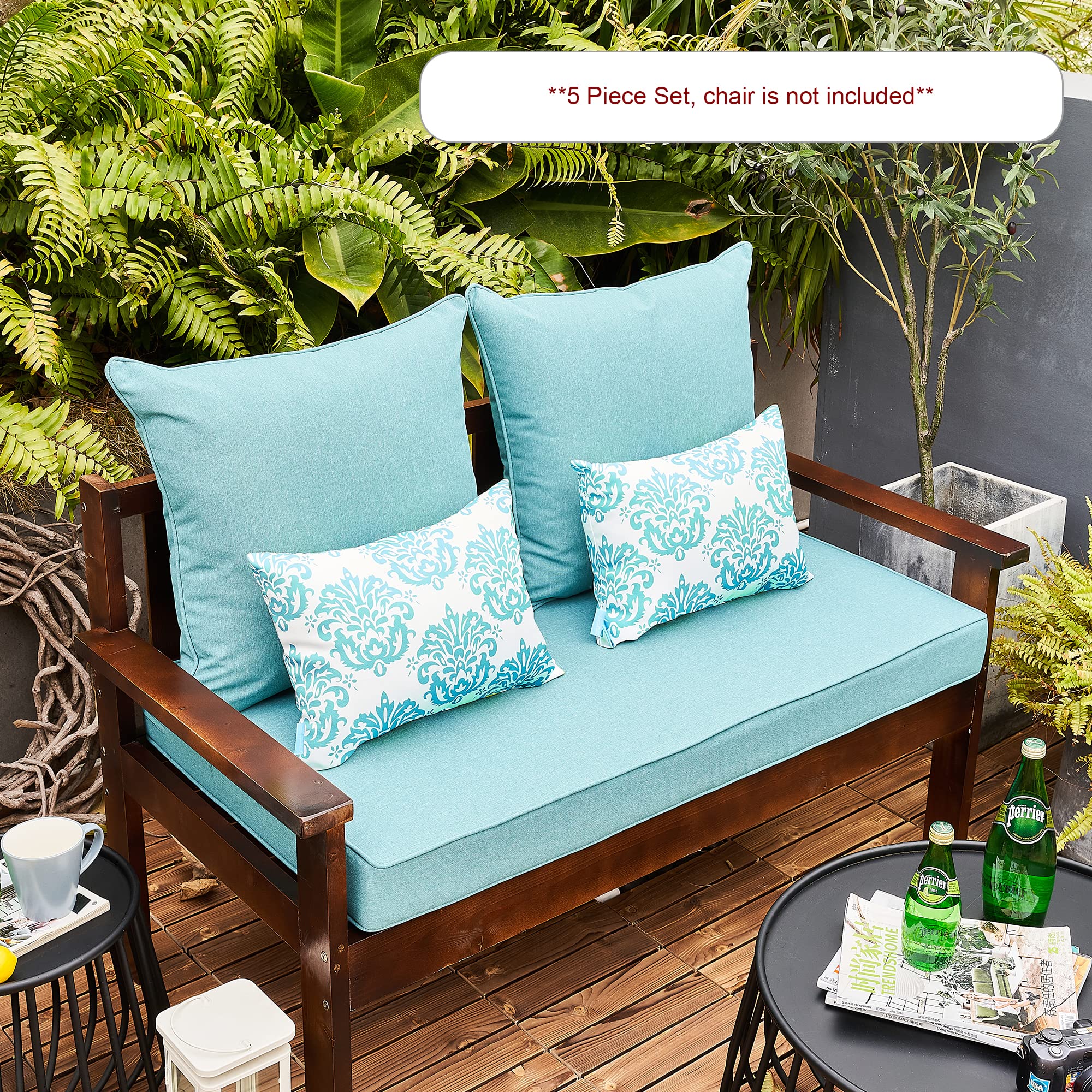 ARTPLAN Outdoor Loveseat Cushions Set of 5 - 46