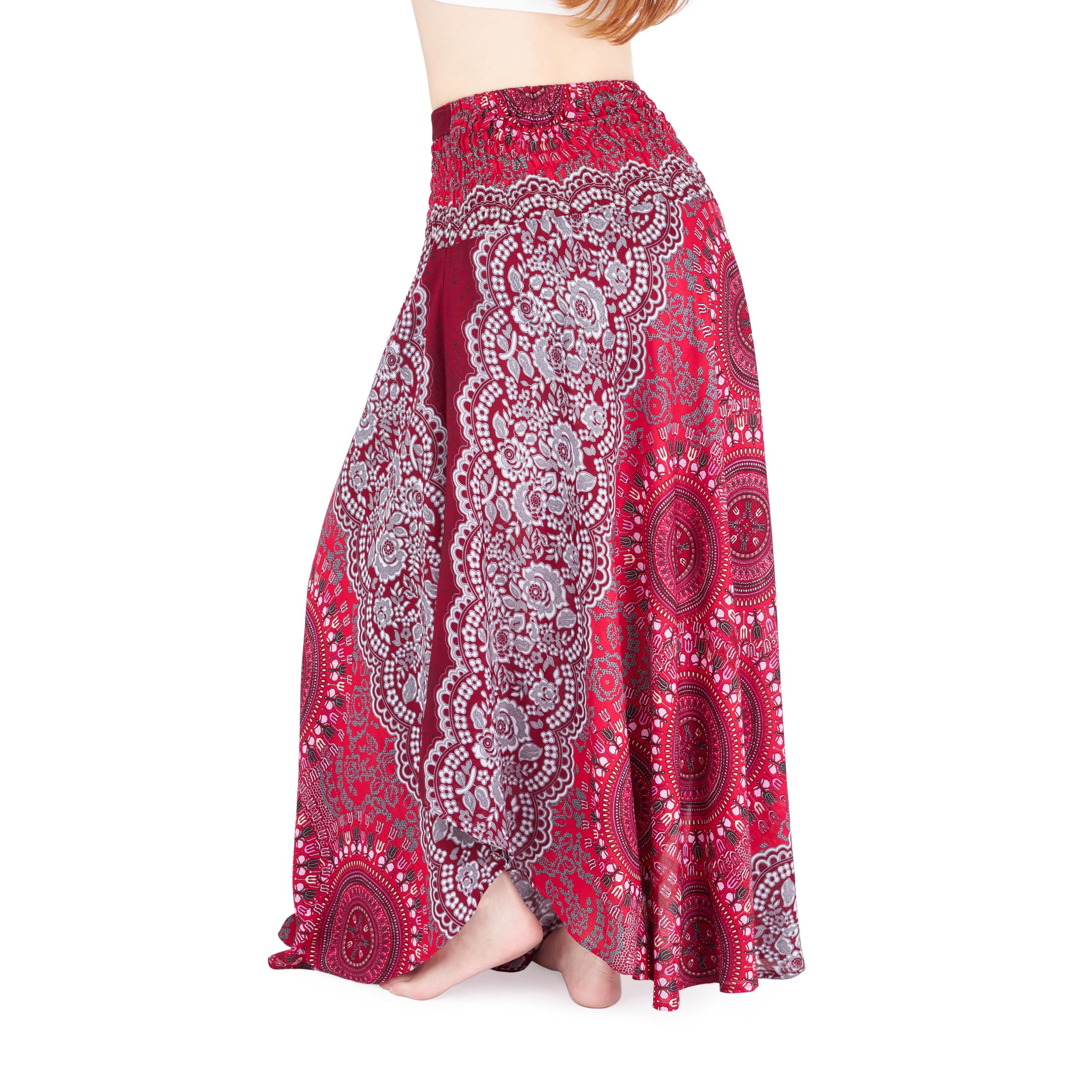 LannaClothesDesign Women's Bohemian Maxi Skirt - Flowy Long Gypsy Hippie Style Boho Skirt for Summer, Beach, Music Festivals & Casual Wear