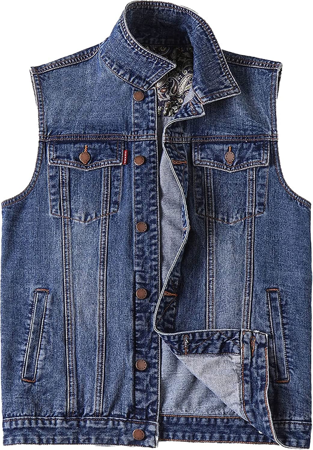 Men's Sleeveless Denim Jacket - Button Down Casual Vest for Spring & Summer | Lightweight Jeans Outwear for Streetwear, Outdoor Activities & Music Festivals