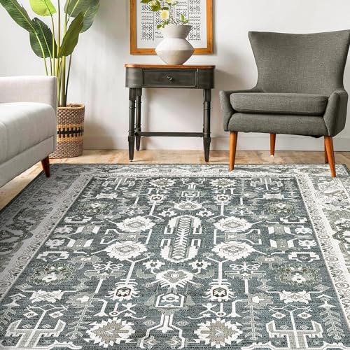 GARVEE 2'x3' Washable Moroccan Boho Rug - Non-Slip Low Profile Area Carpet for Living Room, Bedroom & Dorm Decor