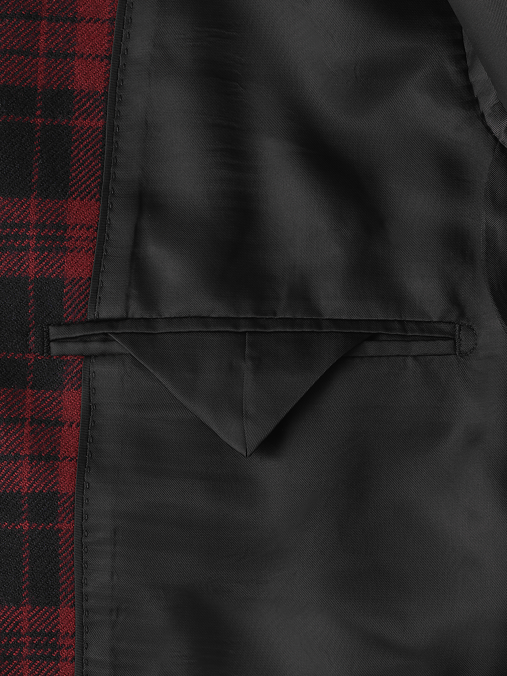 Men's Wool Plaid Single Breasted Notch Lapel Blazer Jacket - Black & Red Checkered Pattern - Perfect for Business Casual, Office Wear & Winter Fashion