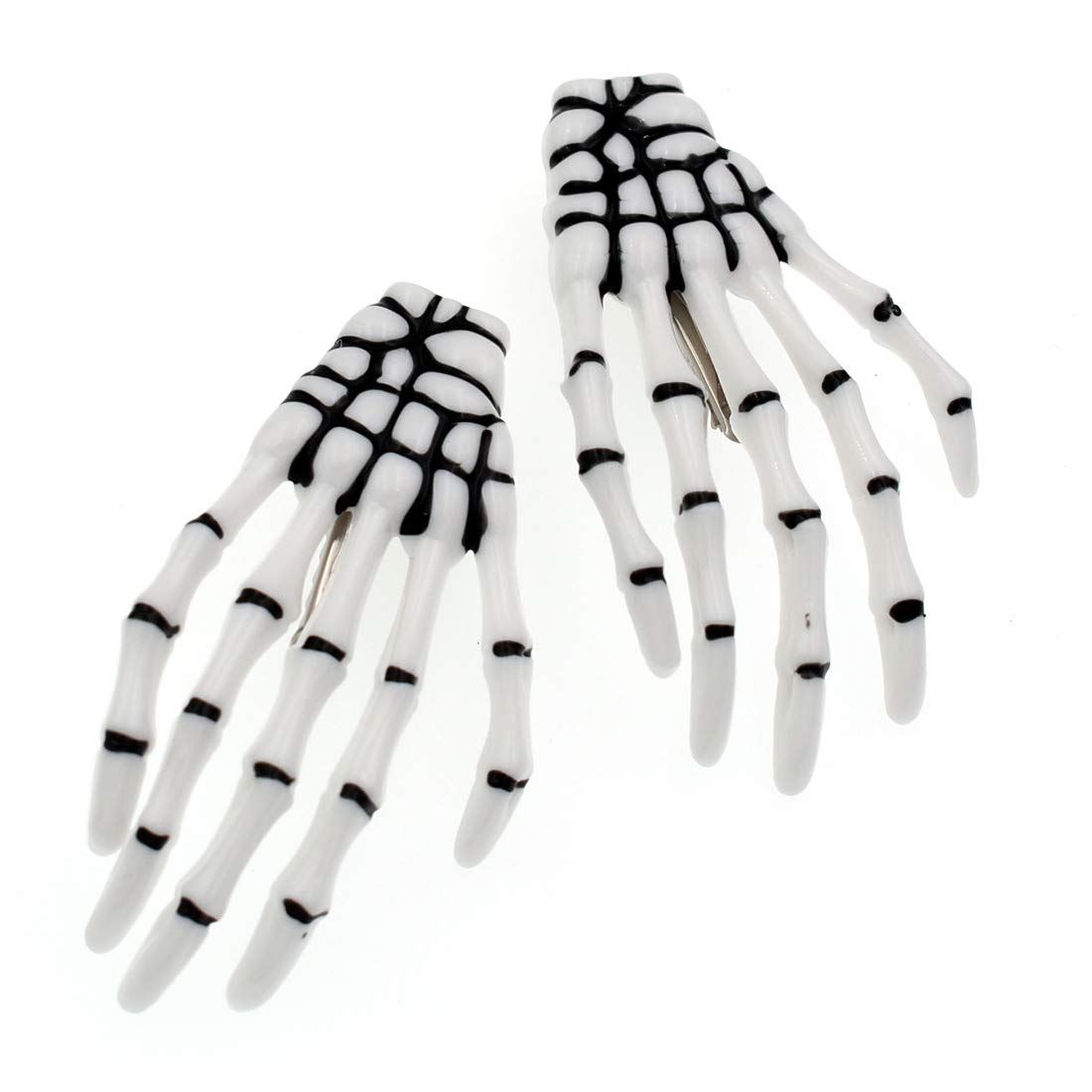 10Pcs Skeleton Hands Hair Clips - 3 Inch Hand Bone Shape Halloween Hair Accessories for Women & Girls - Perfect for Halloween Party, Cosplay, Gothic Fashion & Spooky Themed Events (White)