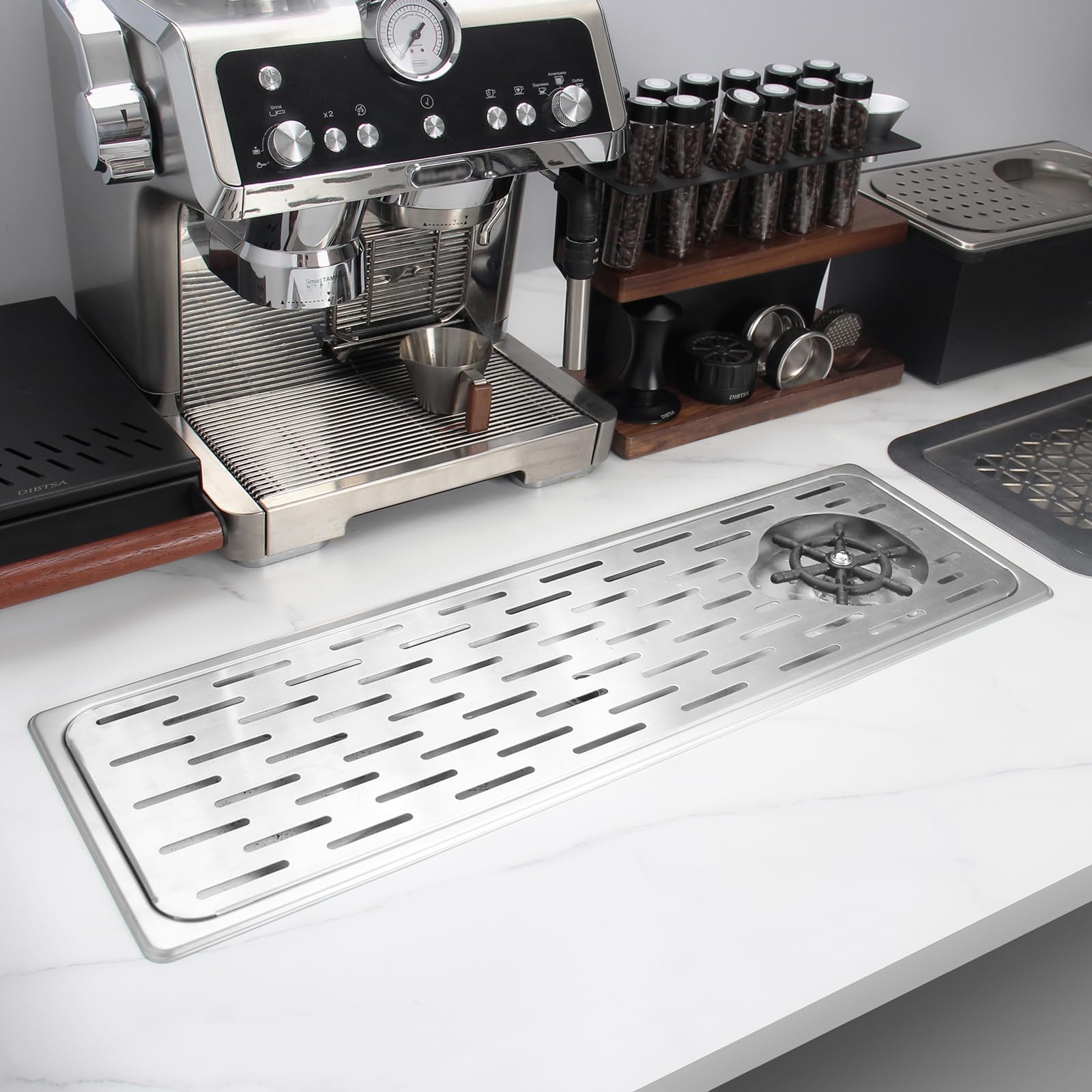 Stainless Steel Commercial Glass Pitcher Rinser - Extra Large Countertop Bar Sink (25.59 x 8.43 x 1.18 Inches) - Perfect for Bars, Restaurants & Home Bartending