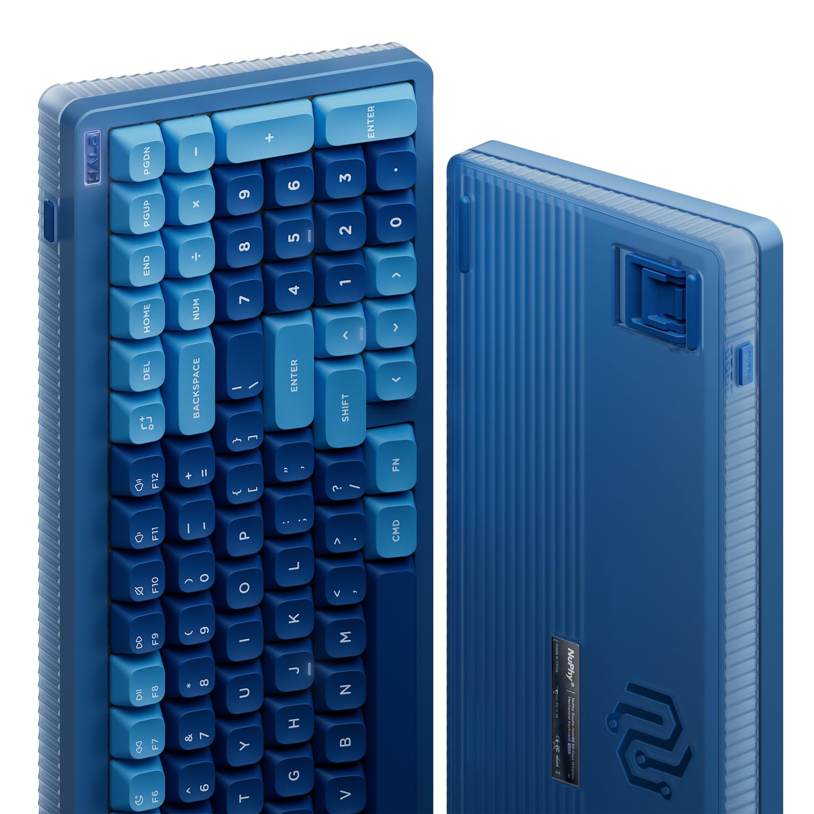 Nuphy Halo96 V2 Wireless Mechanical Keyboard - 96% Layout, Hot-Swappable Gasket Gaming Keyboard with RGB Backlit, QMK/VIA Programmable, Bluetooth/USB-C/2.4GHz Connectivity (Blue/Lemon Switches 55gf) - Perfect for Office Work, Gaming & Typing Enthusiasts