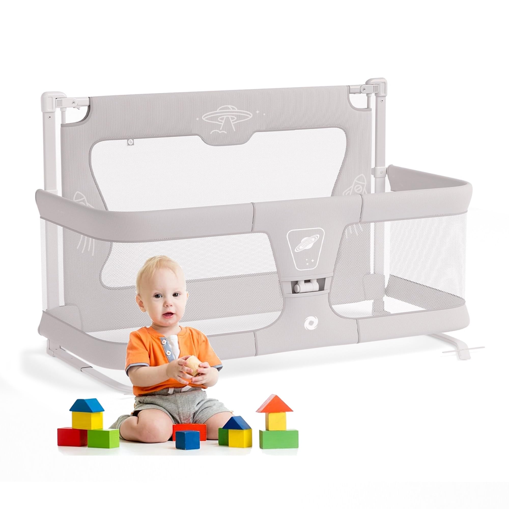 3 in 1 Adjustable Foldable Baby Bassinet Bedside Sleeper - Breathable Mesh Bumper & Visible Window - Portable Co-Sleeper Crib for Newborns & Infants - Perfect for Nursery, Bedroom & Travel (Color: White)