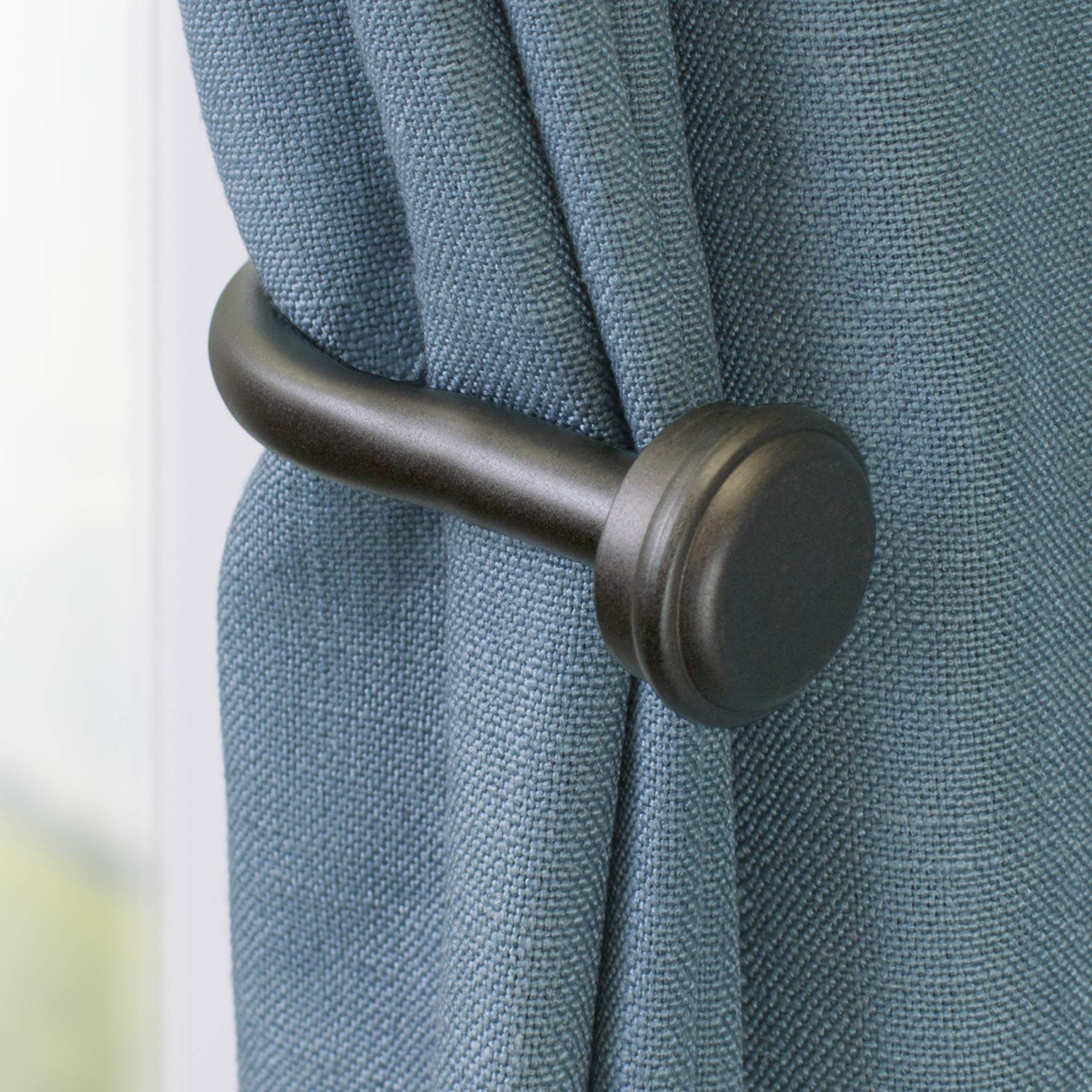 Decopolitan Cap Curtain Holdback - Elegant Copper Drapery Tieback Hook for Window Treatments, Home Decor & Living Room/Bedroom Dressing