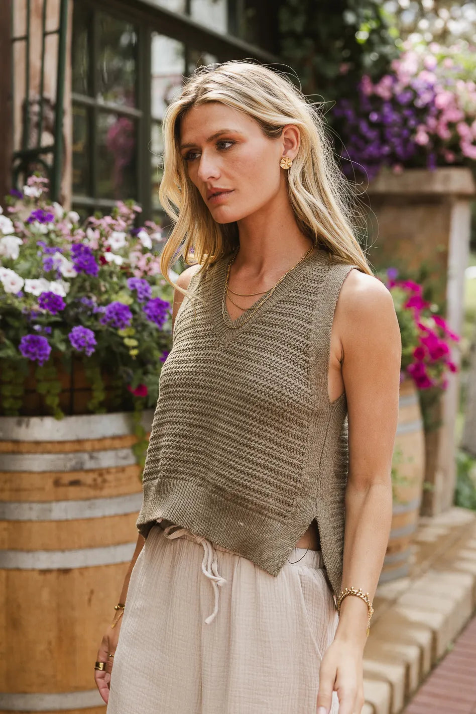 Bailey Sweater Vest for Women - Olive Green Knit Cardigan | Cozy Fall & Winter Layering Piece for Office, Casual Outfits