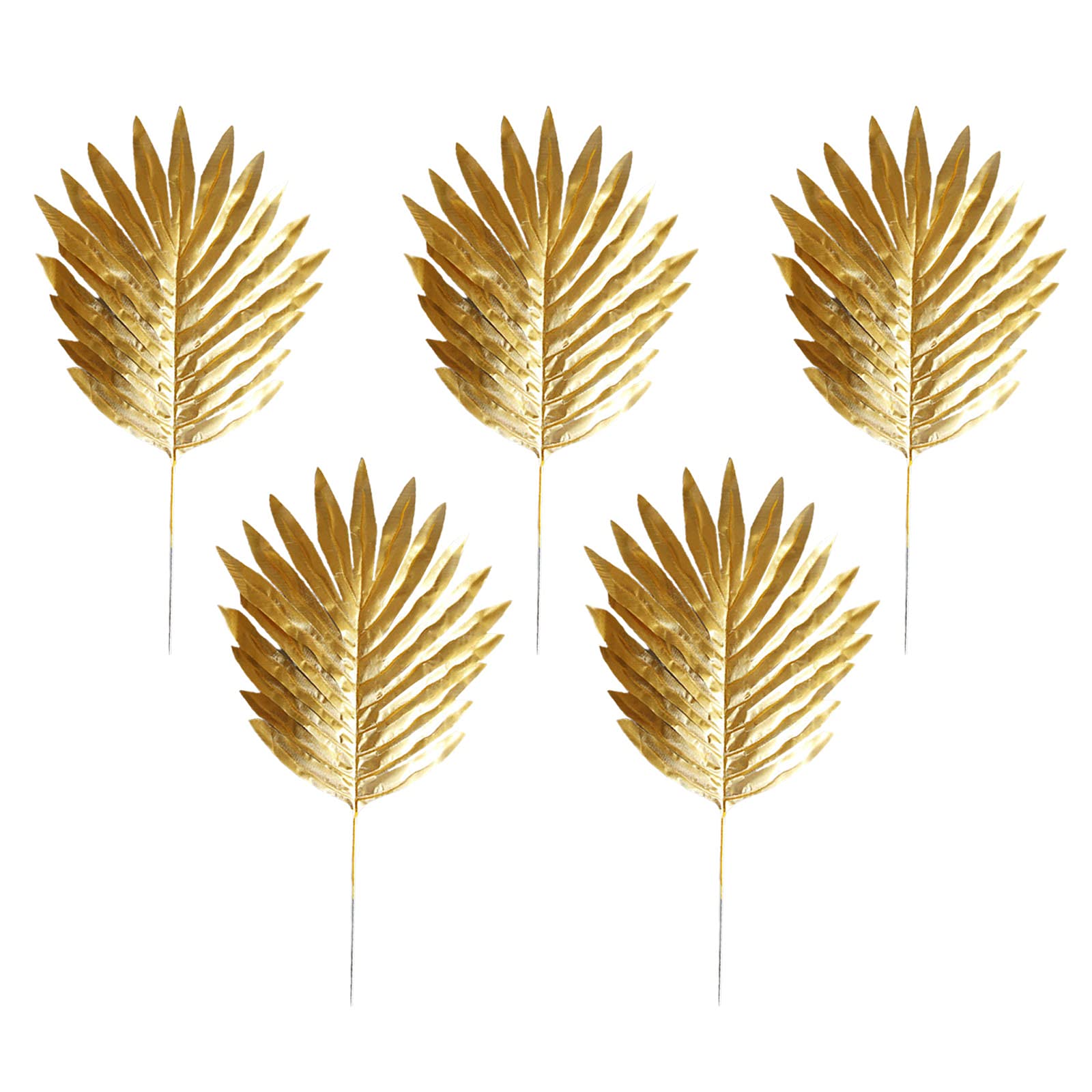 Artificial Palm Leaves Decor - 12 Pack Plastic Tropical Faux Plants for Party, Wedding & Home Decor - Realistic Golden Palm Fronds for Hawaiian Luau, Beach Theme, Birthday & Event Decorations