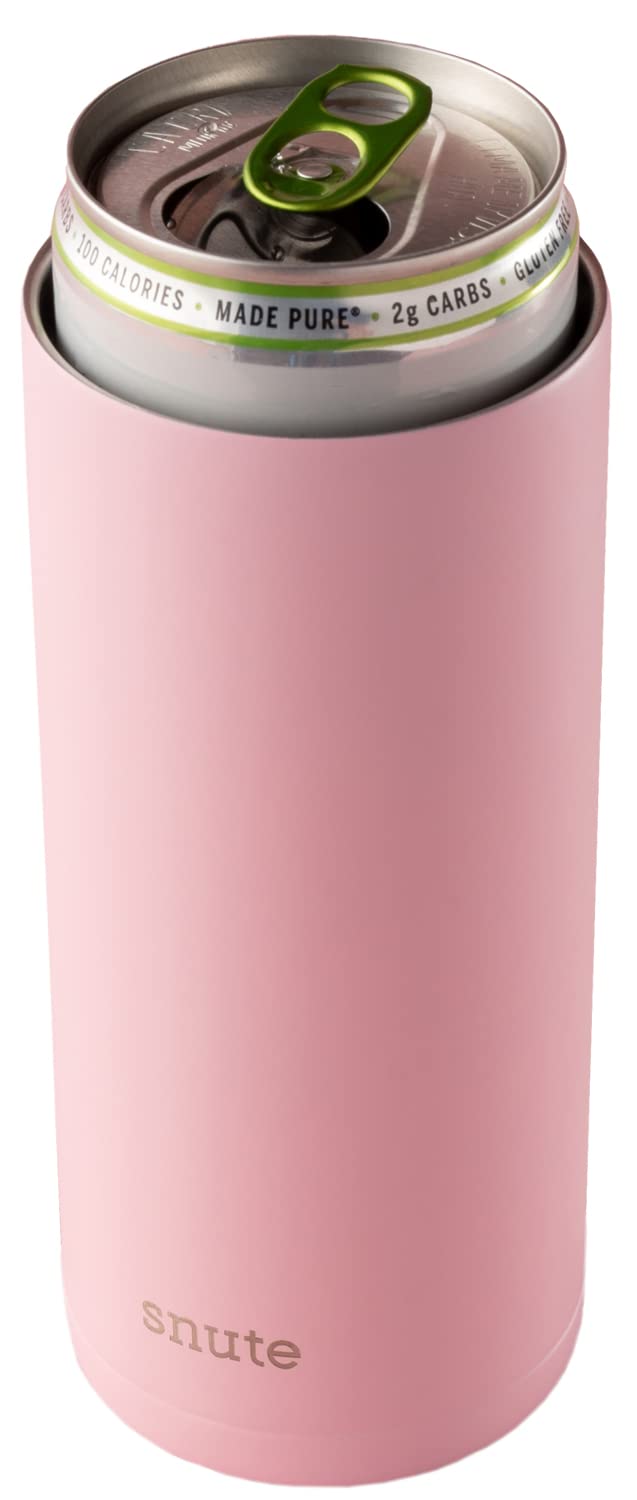 2-in-1 Slim Can Cooler & Tumbler - Stainless Steel Insulated Beverage Holder for 12oz Cans (Beer, Soda, Hard Seltzer, Energy Drinks) | Double-Wall Vacuum Insulation | Keeps Drinks Cold for Hours | Perfect for Beach, Pool, Camping & Outdoor Activities (Pink)