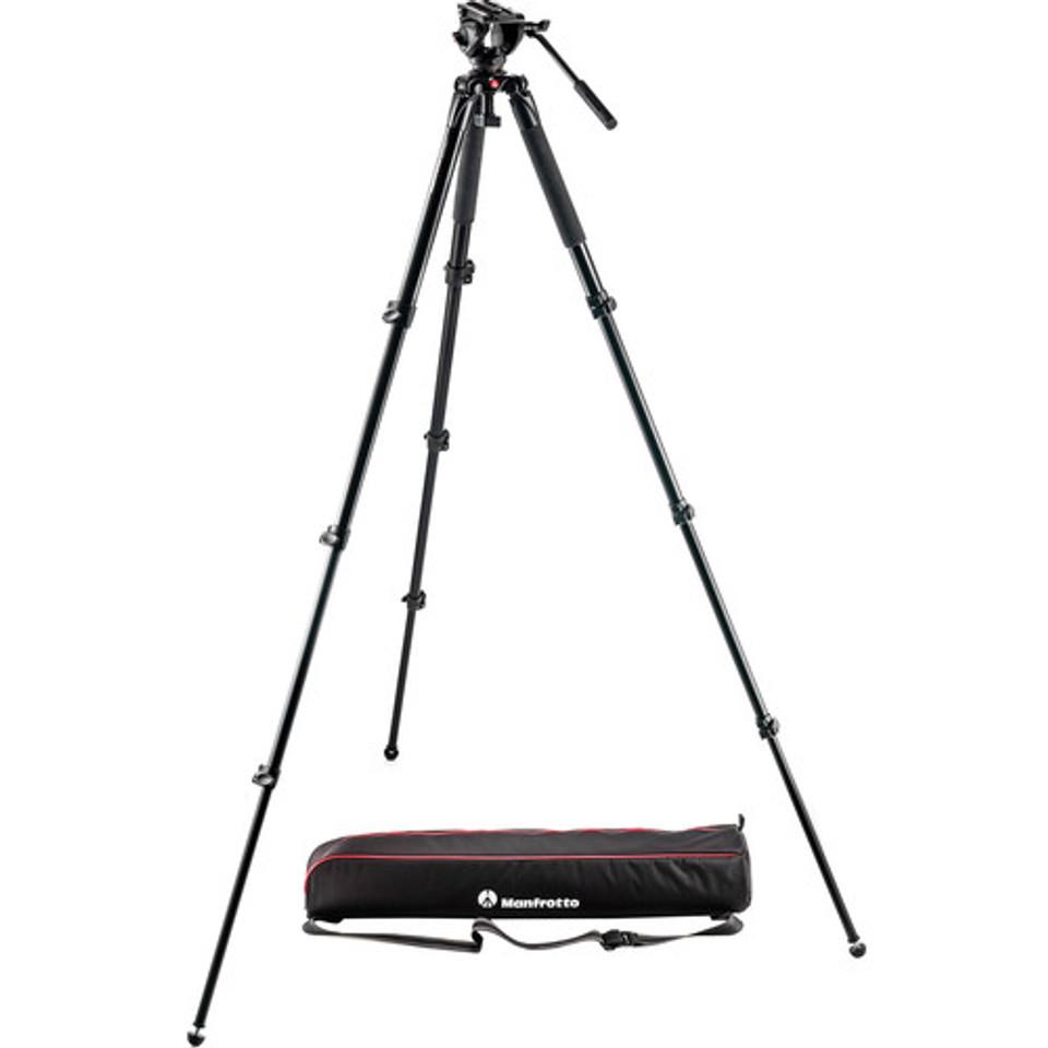 Manfrotto MVK500AQ Spreaderless Video Tripod with MVH500A Fluid Head - Professional Camera Tripod for Videography, Photography & Live Streaming - Perfect for YouTube, Vlogging & Outdoor Shoots
