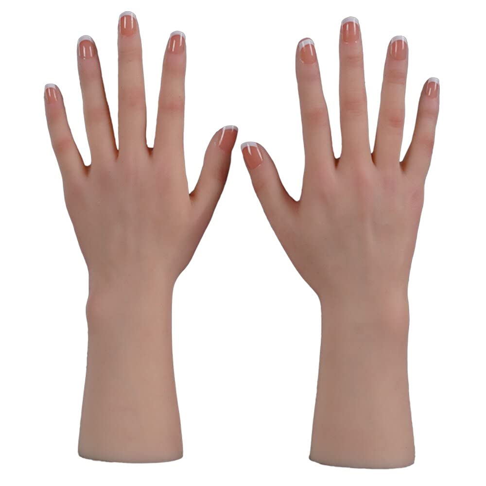 Realistic Silicone Fake Hand Female Model - Life Size Mannequin Hand for Acrylic Nails, Jewelry Display & Art Sketches - Perfect for Nail Salons, Jewelry Stores & Art Studios