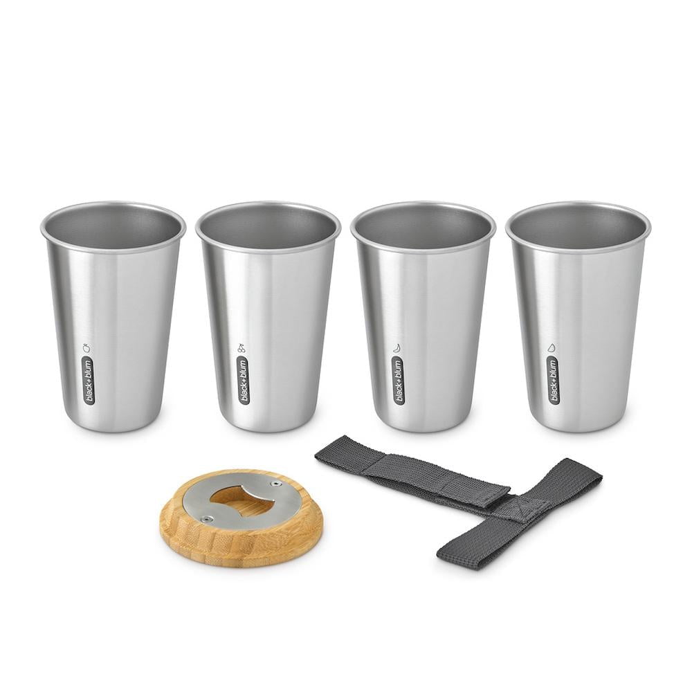 Black + Blum 500ml Picnic Cup Set of 4 - Reusable Stainless Steel Drinking Cups for Camping, Hiking, Outdoor Adventures & Travel