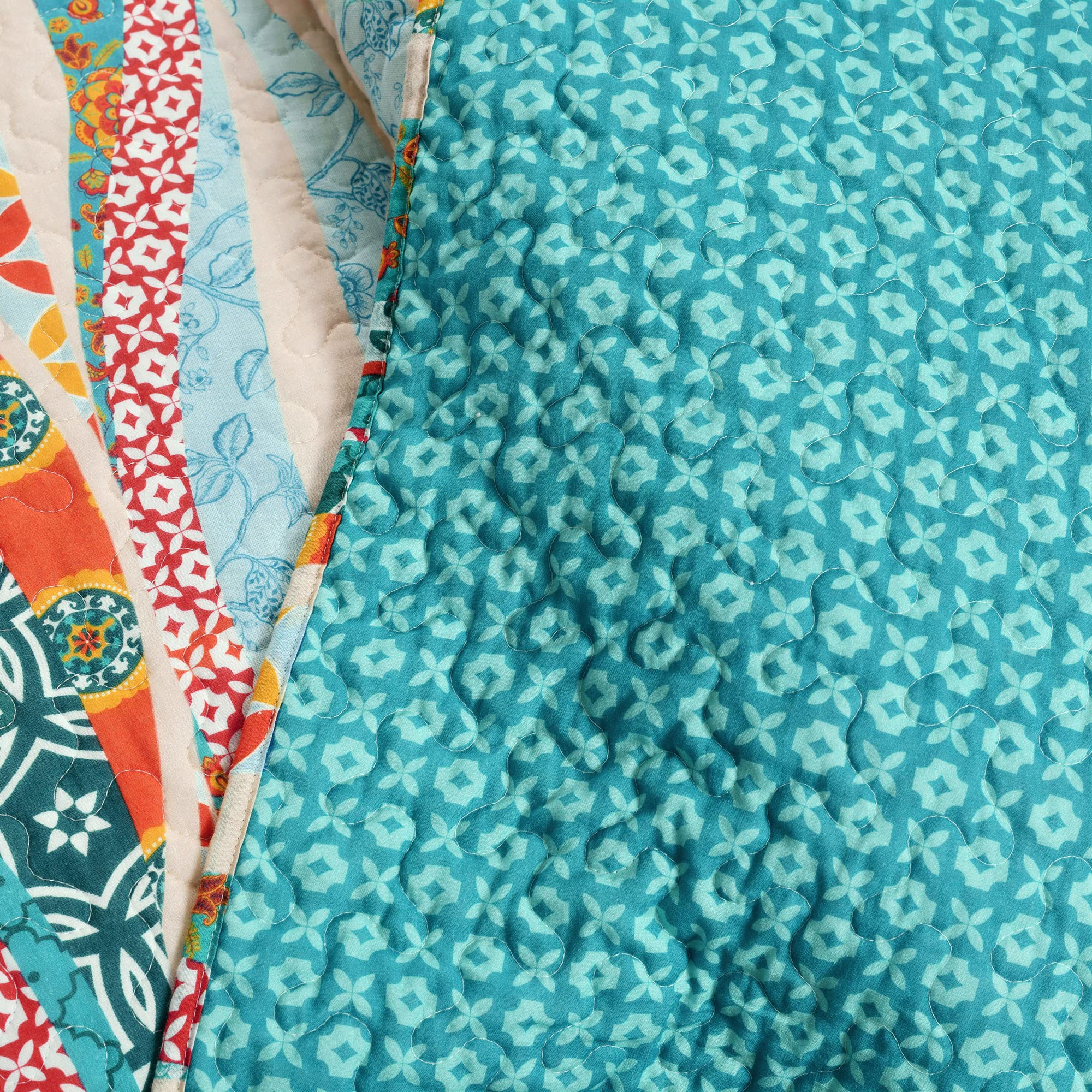 Lush Decor Hailey Reversible Quilt Set - King, Turquoise for Bedroom Decor