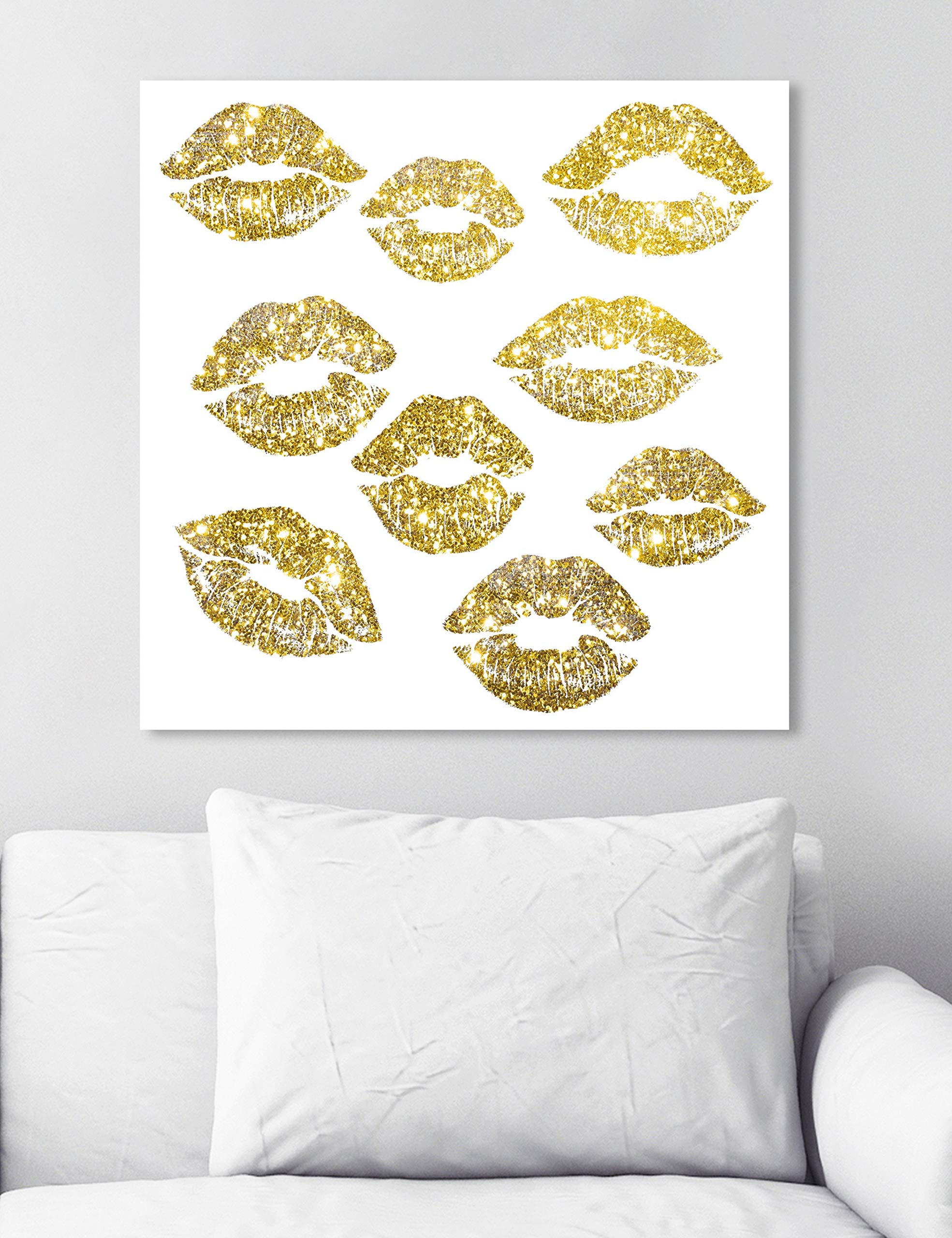 Oliver Gal Artist Co. Fashion Glam Wall Art Canvas Print - 24x24 Inch Gold & White Glitter 'Signs of Love' Home Decor for Living Room, Bedroom & Office