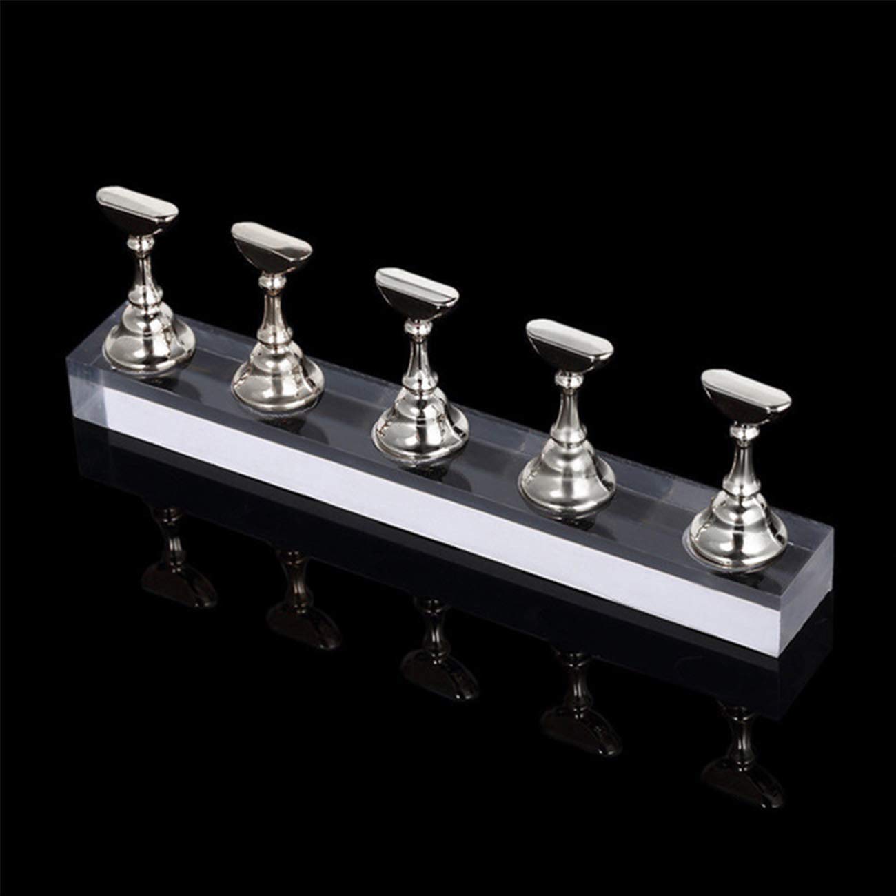 Acrylic Nail Art Display Stand for DIY Manicure Training - MIGHTY SILVER | Practice Finger Mannequin for Nail Technicians & Students | Salon & Home Use