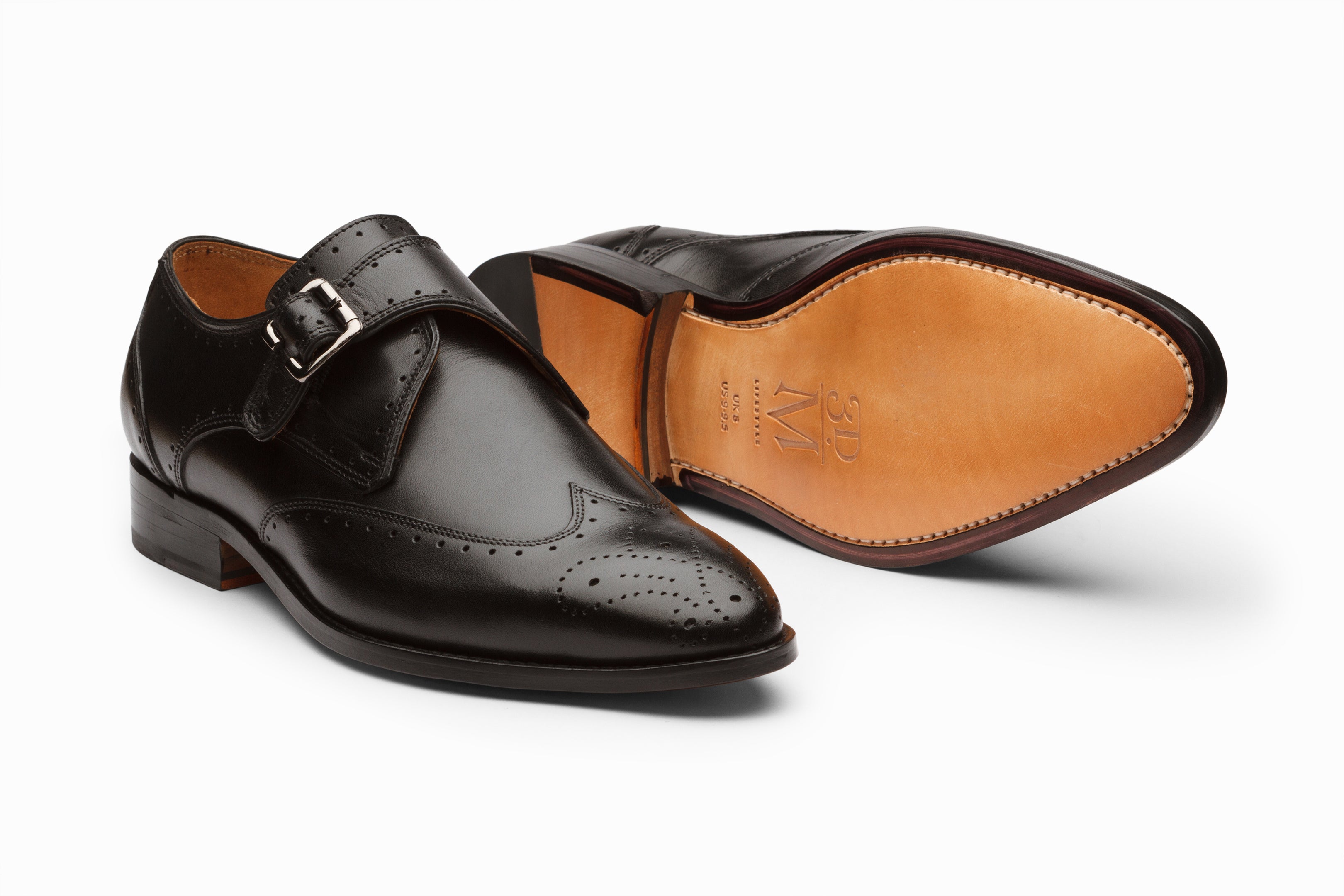 Stylish Black Brogue Monk Strap Dress Shoes for Men - Perfect for Business, Formal Events & Office Wear