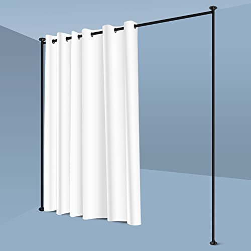 Zenfinit Freestanding Room Divider Curtain Stand - Adjustable 4ft to 6ft 8in Black Tension Rod for Privacy Screens | Perfect for Studio Apartments, Office Partitions & Bedroom Separation