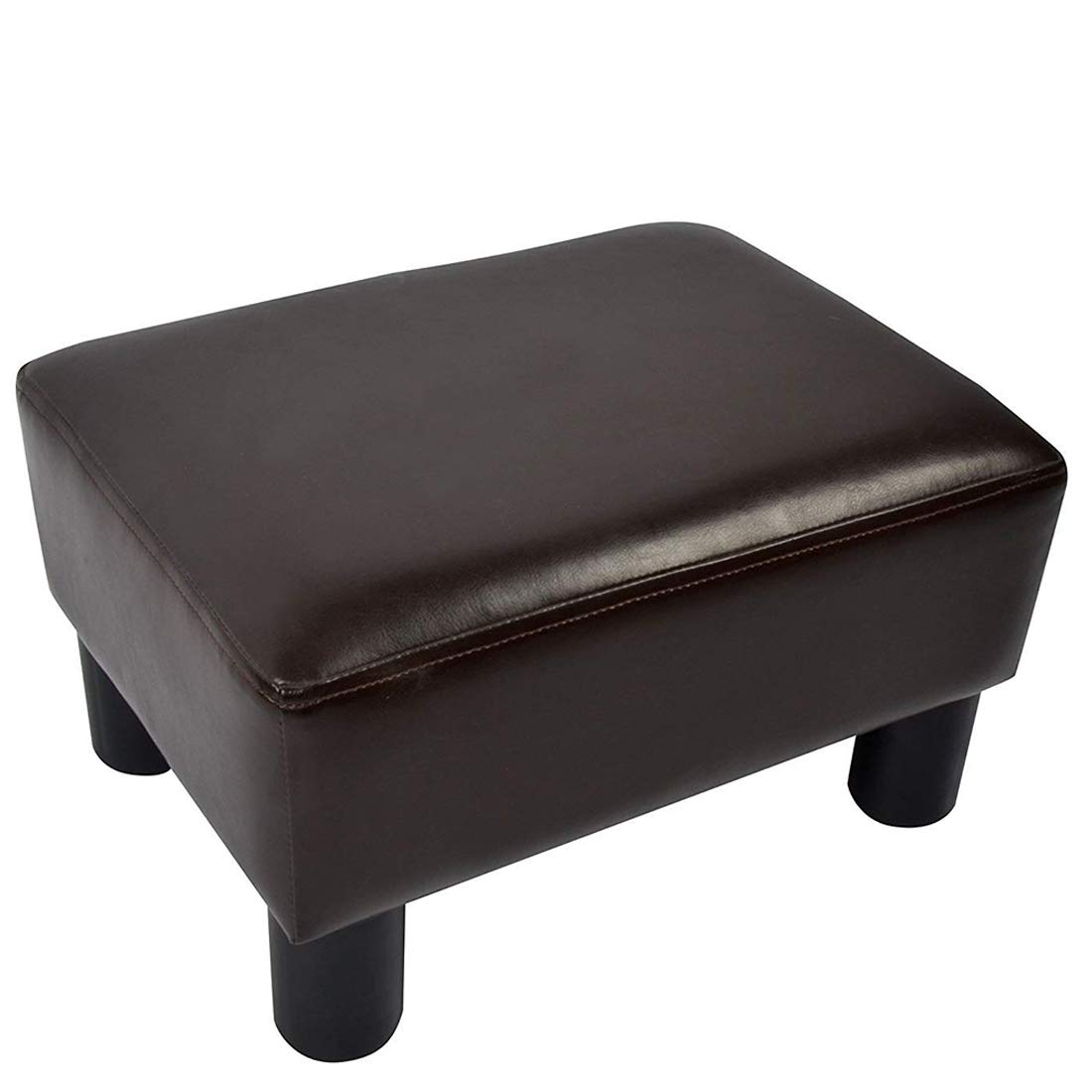 Windaze Ottoman Footrest Stool - PU Leather Small Chair Seat Couch for Living Room, Bedroom, Office - Brown - Comfortable Foot Rest with Storage Space - Perfect for Relaxing, Reading & Watching TV