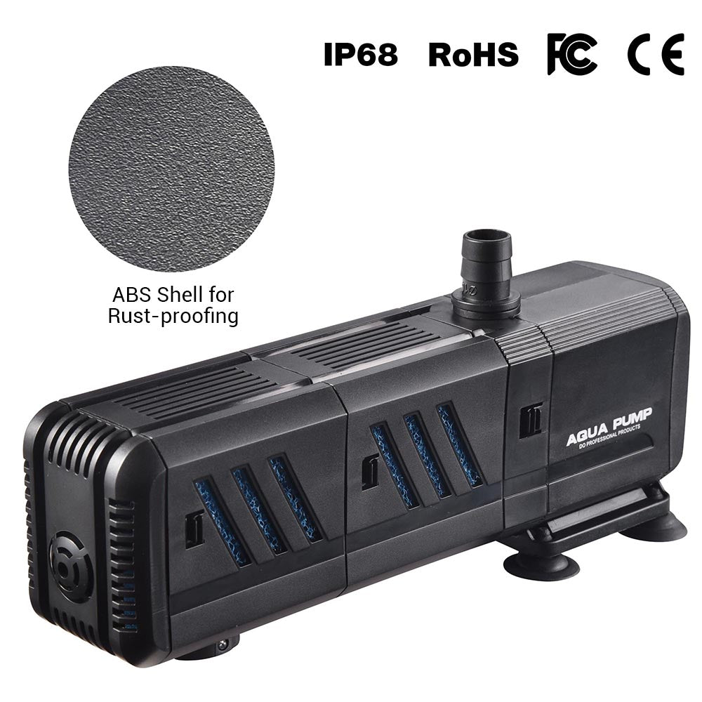 4-in-1 Internal Fish Tank Filter for 75 Gallon Aquarium - 12W 320GPH Submersible Water Pump with Adjustable Flow - Perfect for Freshwater & Saltwater Tanks, Fish Breeding, and Aquatic Plant Care
