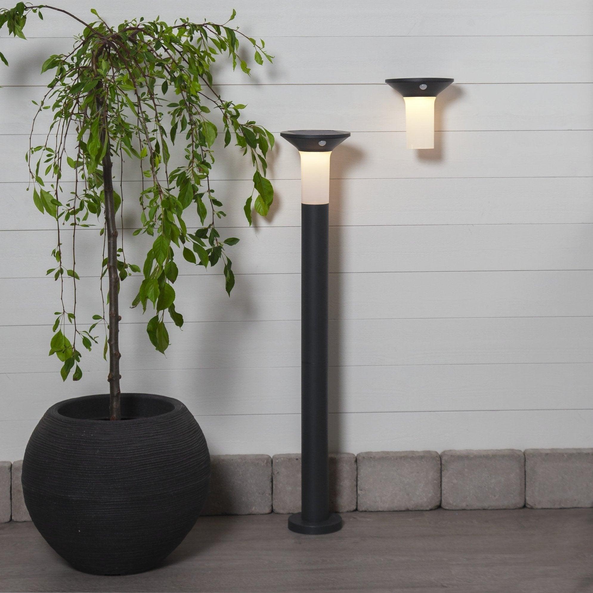 Eglo Corbezzola Grey Solar LED IP44 Outdoor Bollard Path Light - Waterproof Garden Landscape Lighting for Walkways, Driveways, and Patios