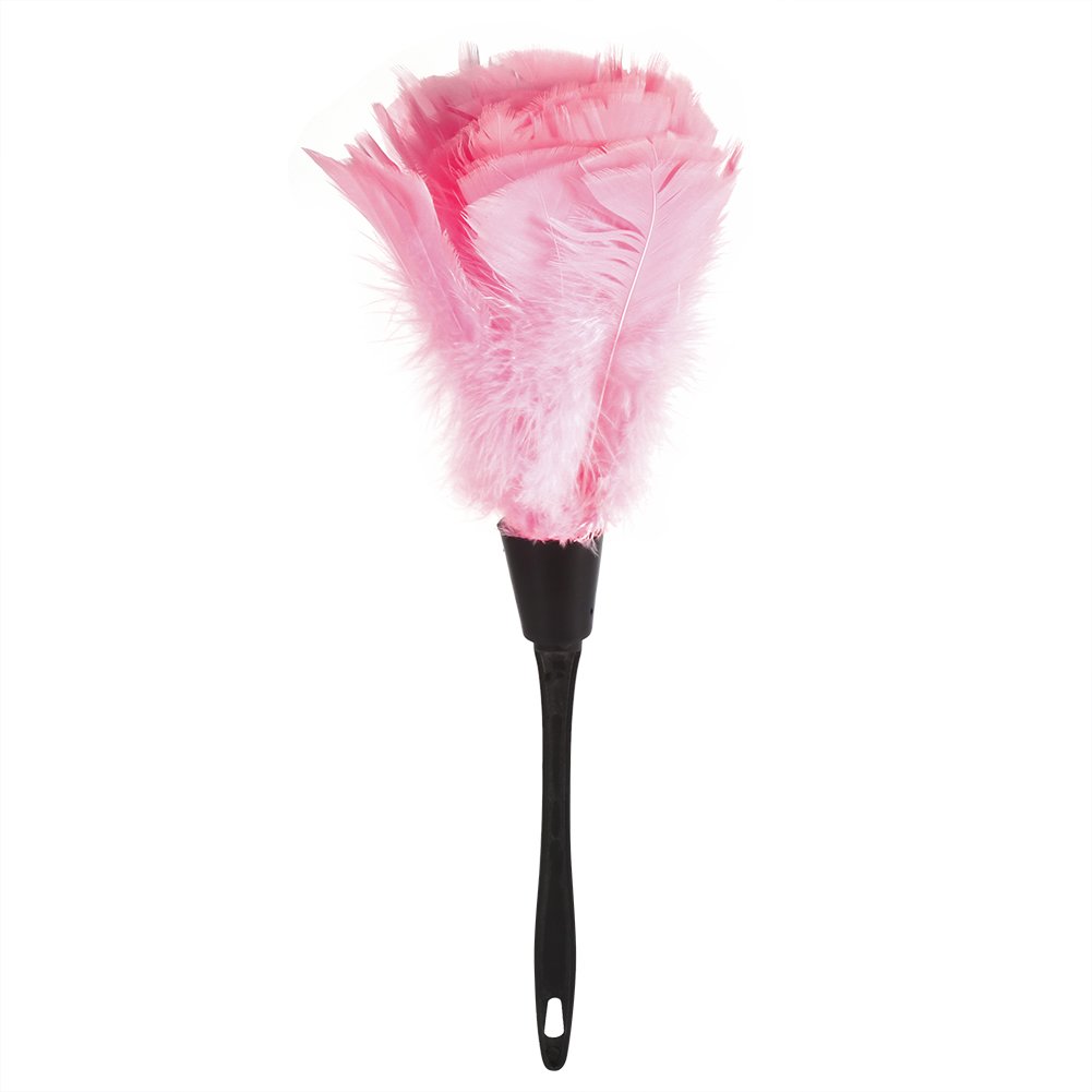 Black Handle Feather Duster - Car Cleaning Brush (Pink) for Auto Detailing