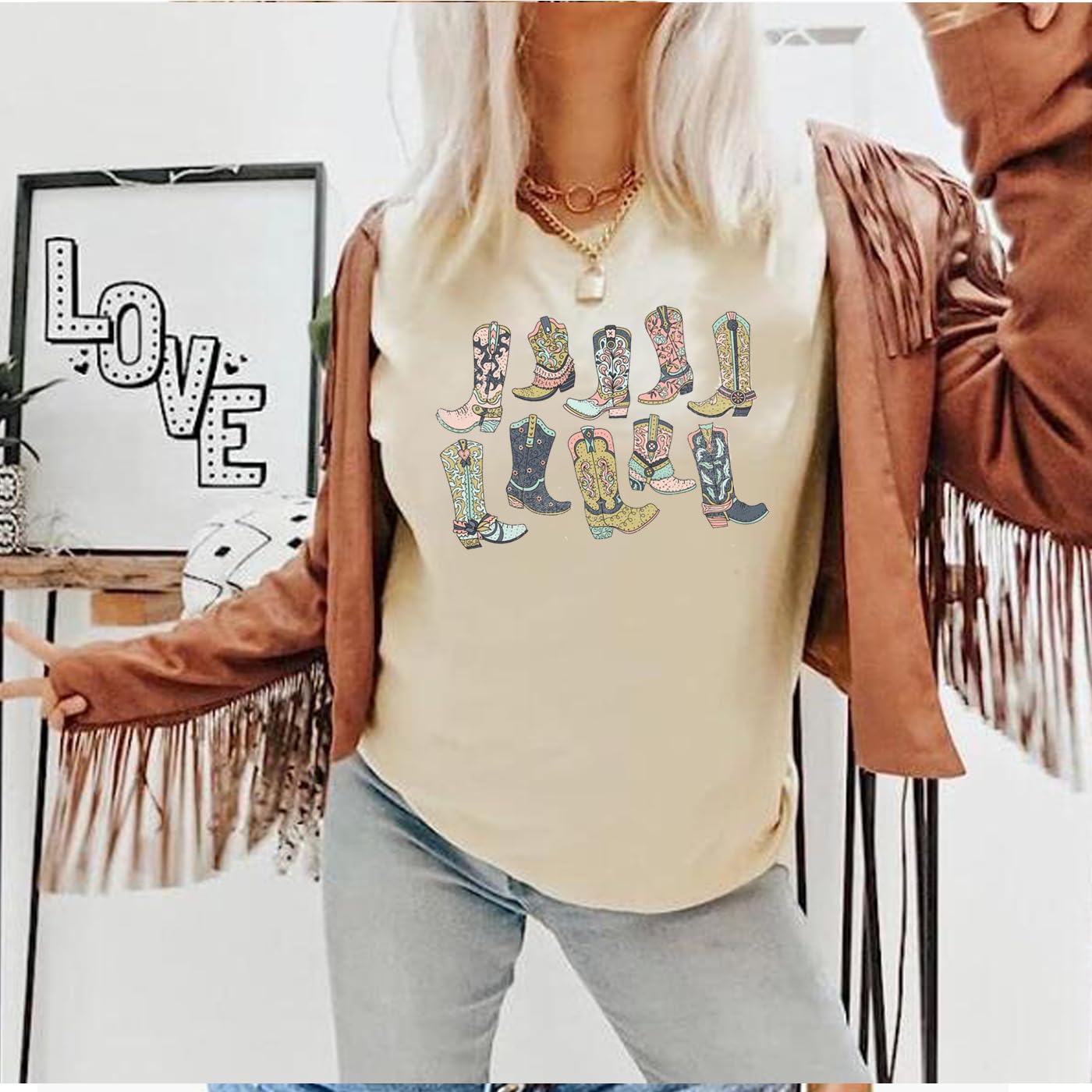 Western Vintage Cowboy Shirts for Women - Funny Graphic Tees for Country Music Fans