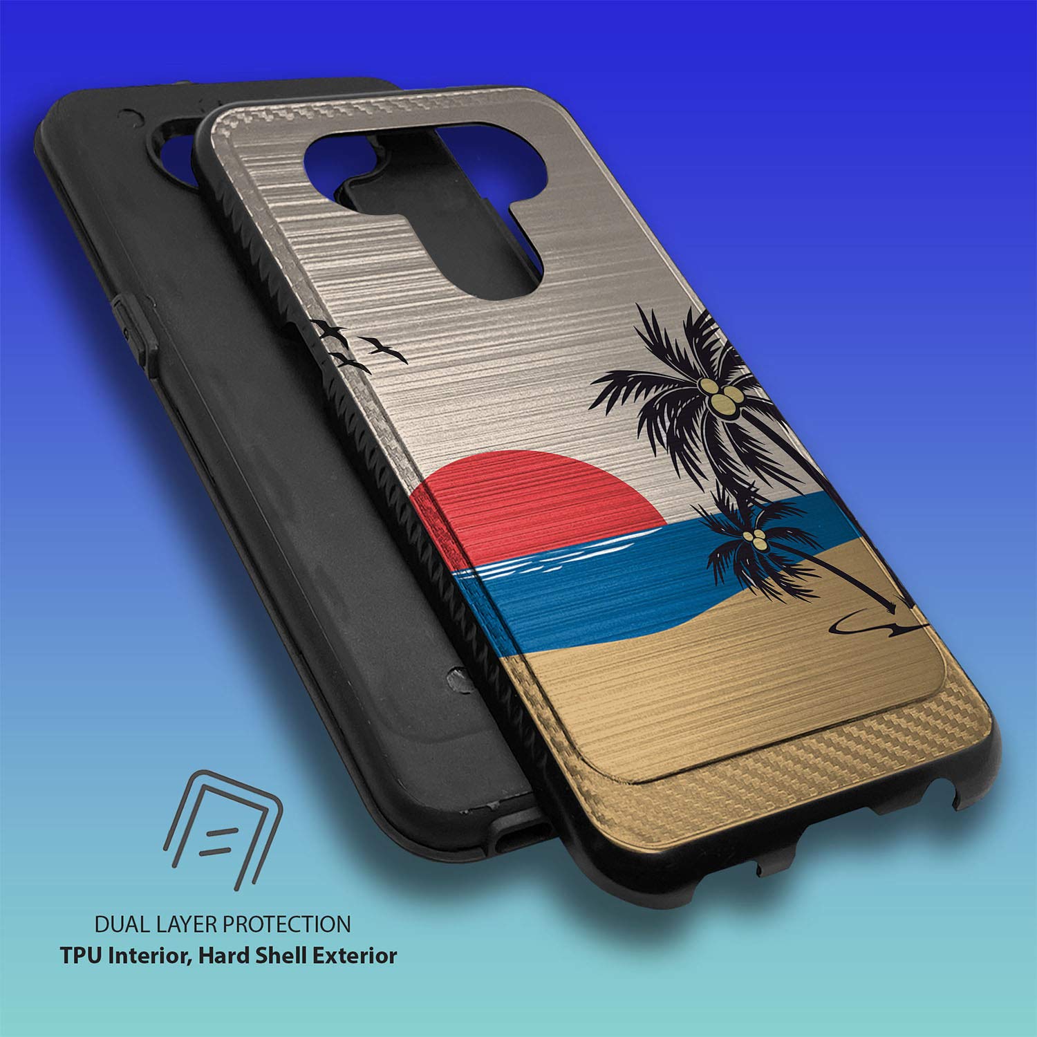 Premium Heavy Duty Armor Case for LG Stylo 6 - Brushed Matte Black with Sunset Accents | Shockproof Protective Cover | Perfect for Outdoor Adventures & Daily Use