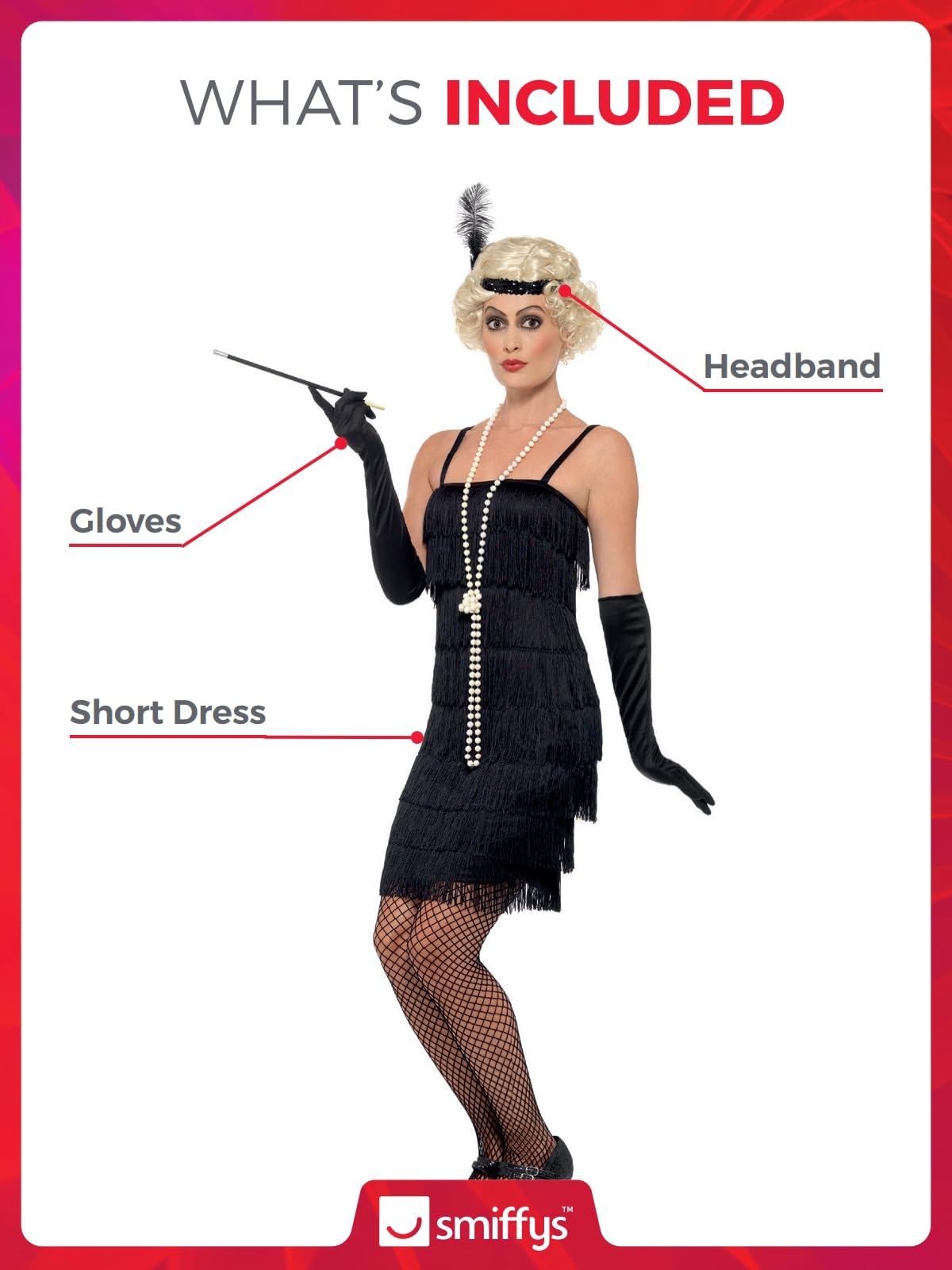 Smiffys Men's 1920s Flapper Costume - Black Vintage Gatsby Party Outfit for Halloween, Themed Parties & Dress-Up Events