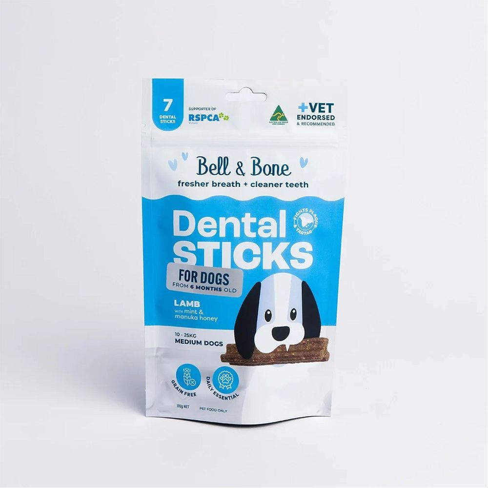 Bell & Bone Natural Lamb with Mint & Manuka Honey Dog Dental Treats - Freshens Breath & Supports Oral Health for Small & Large Dogs - Perfect for Daily Teeth Cleaning & Training Rewards