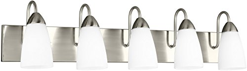 Generation Lighting 4420205EN3-962 Seville 5-Light Wall Mount Bathroom Vanity Light Fixture in Brushed Nickel - Perfect for Bathroom, Powder Room, and Dressing Area Lighting