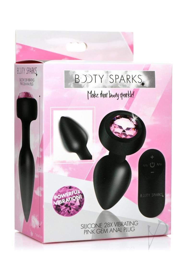 Rechargeable 28X Silicone Vibrating Anal Plug with Remote Control - Small Pink Gem Butt Plug for Women & Men - Perfect for Couples Play & Solo Pleasure