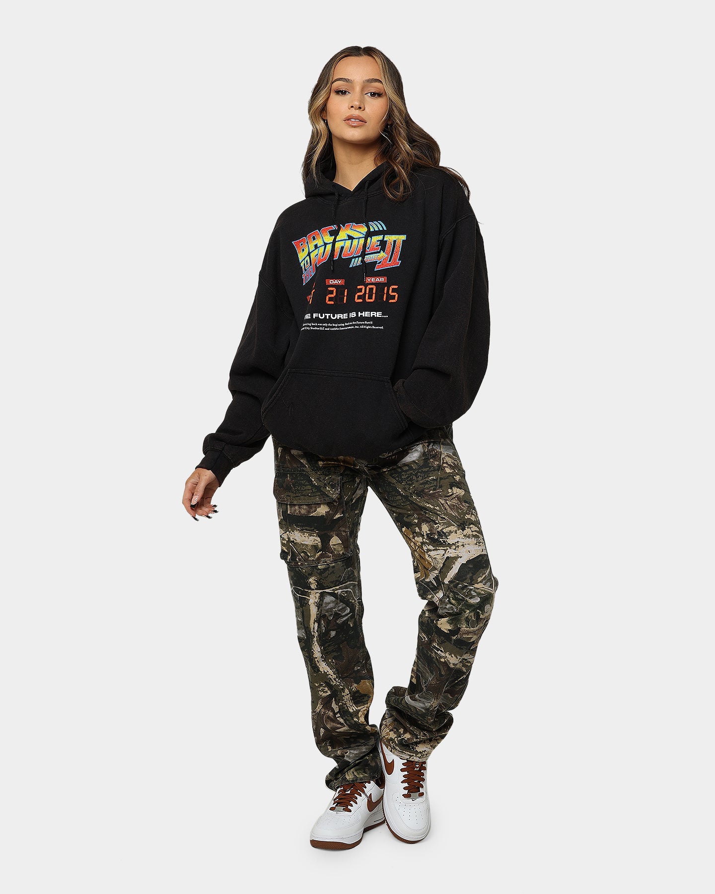 Vintage Back To The Future 2 Hoodie - Washed Black Retro Movie Sweatshirt | American Thrift | Perfect for Cosplay, 80s Theme Parties & Movie Fans