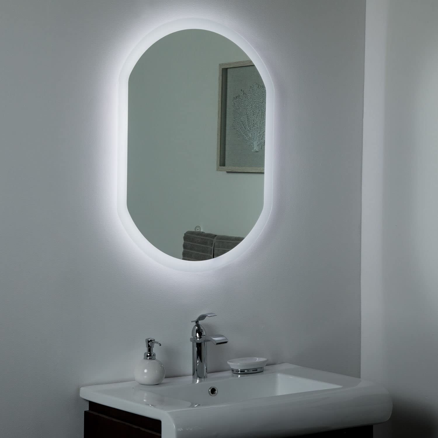 Decor Wonderland Luka Backlit LED Bathroom Mirror with Touch Sensor - Modern Vanity Mirror for Makeup & Shaving - Perfect for Bathrooms, Bedrooms, and Dressing Rooms