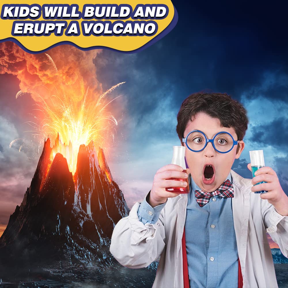 STEM Science Kit for Kids Ages 8-12 - 4 Exciting Experiments: Volcano Eruption, Crystal Tree Growing, Fake Snow Making & Water-Oil Pigment Reaction - Educational DIY Learning Toys | Perfect for Birthday Gifts, Classroom Activities & Homeschool Science Projects