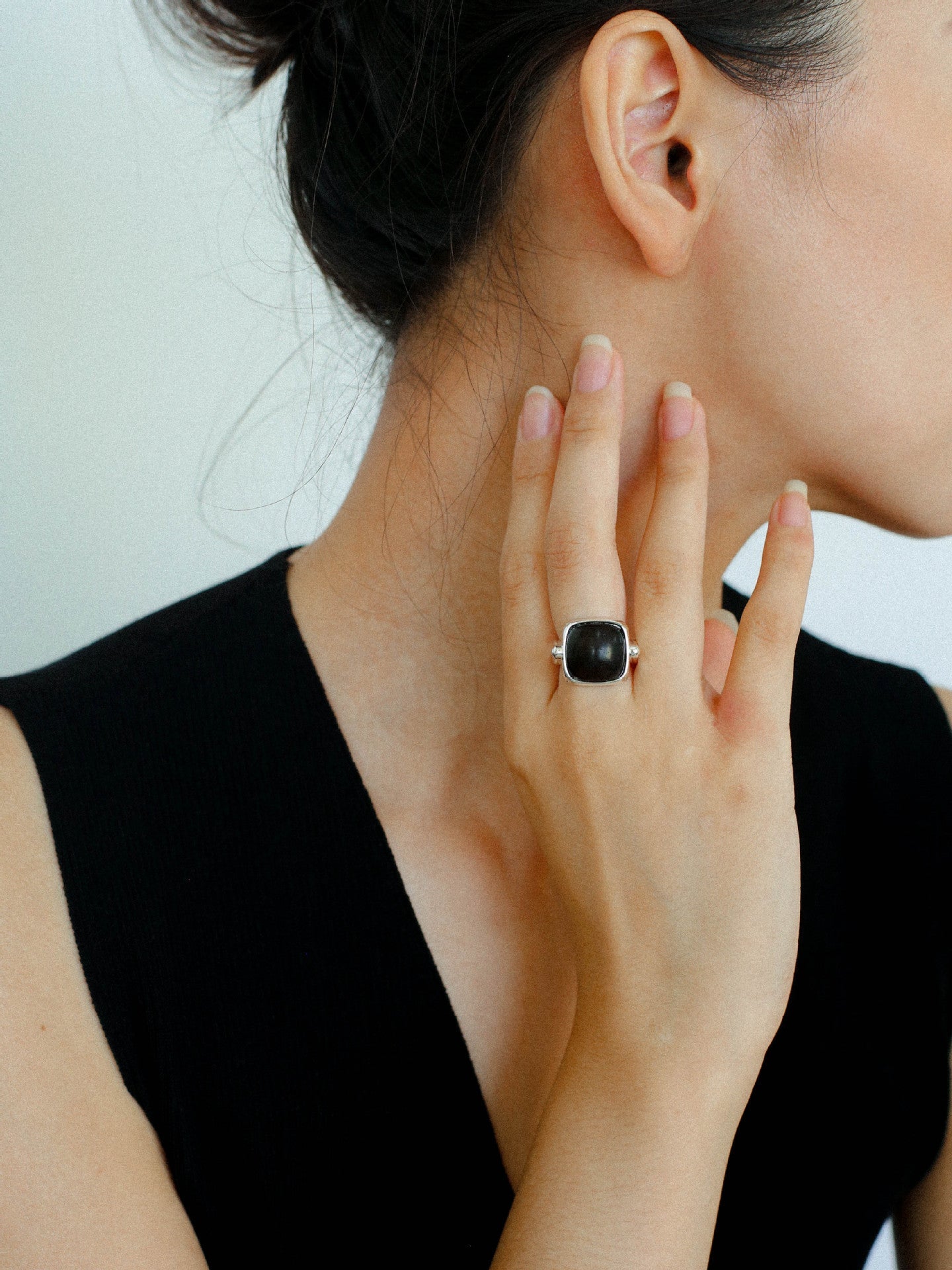 Black Ebony Wood Ring for Men & Women - Handcrafted Square Open Design - Perfect for Weddings, Engagements & Everyday Wear