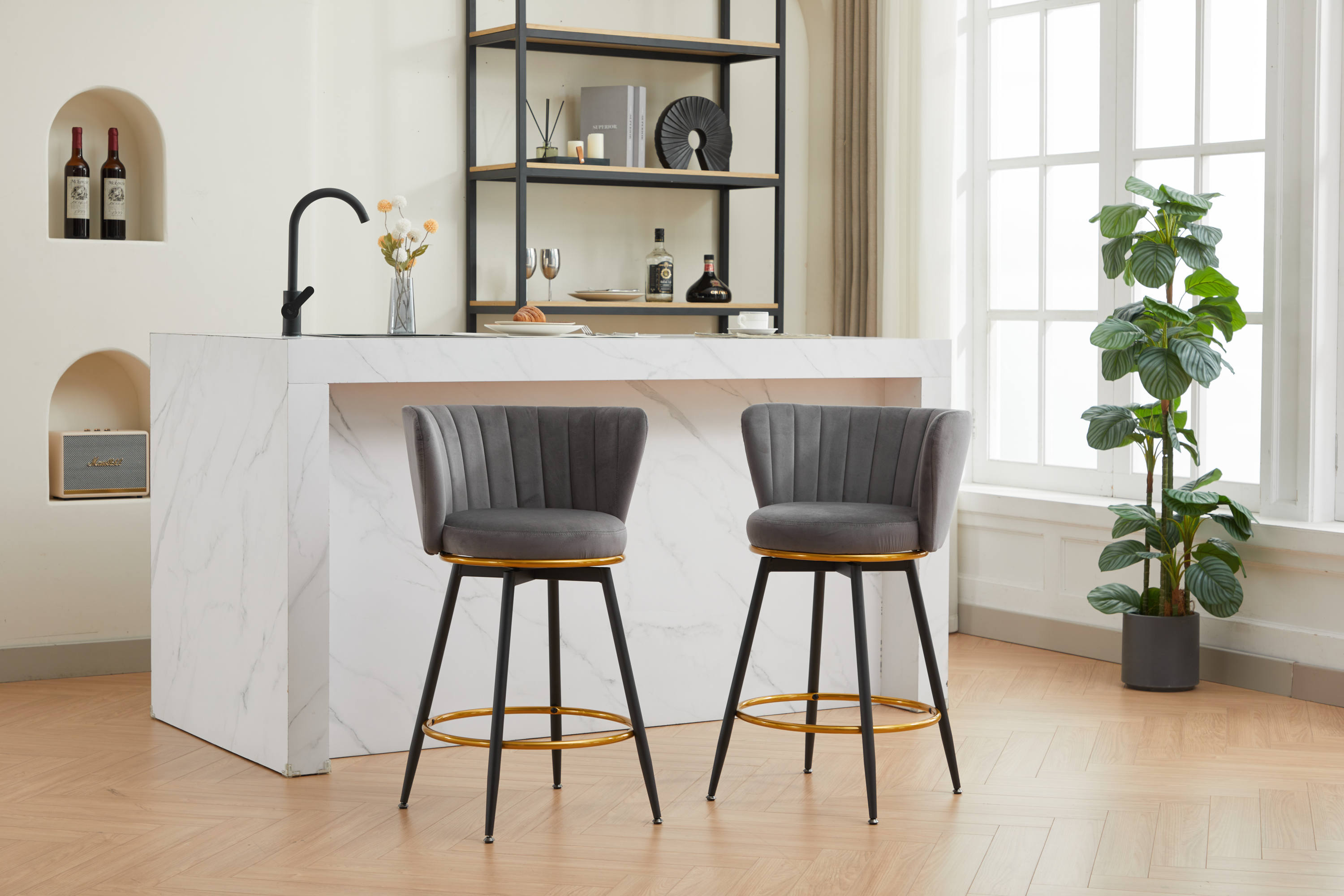 Set of 2 Counter Height Bar Stools - 26