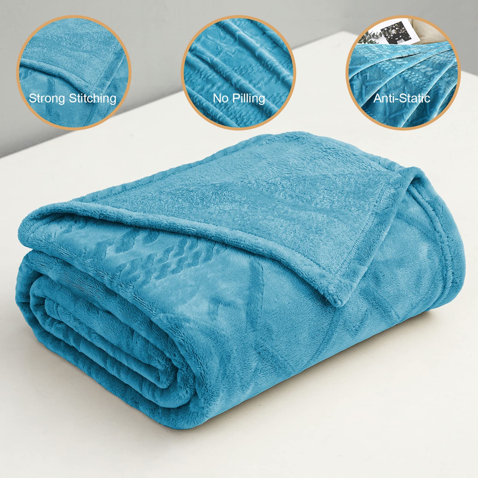 Soft Slate Blue Fleece Throw Blanket for Couch & Bed - Lightweight Decorative Blanket 50x60 Inches - All Seasons Cozy Blanket for Living Room, Bedroom, Travel & Gift Giving