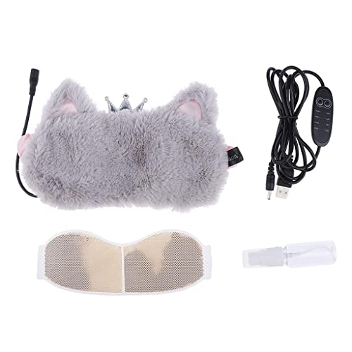 3D USB Steam Heating Eye Mask for Sleeping - Soft Velvet Eye Mask with Cassia Seeds for Relaxation & Stress Relief - Perfect for Travel, Office & Home Use (Gray)