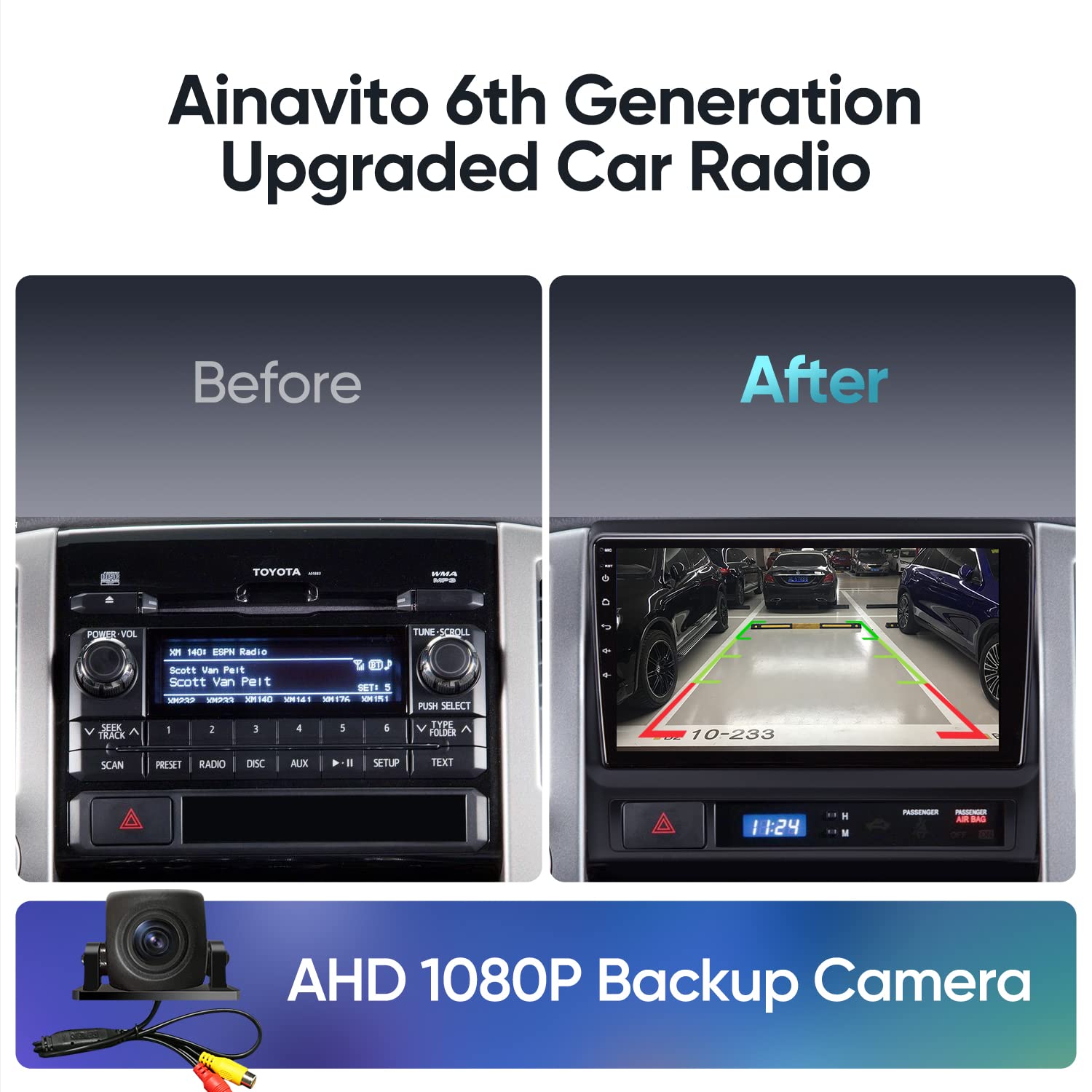 2005-2015 Toyota Tacoma Wireless CarPlay Android Auto Car Stereo - Plug & Play Head Unit with Steering Wheel Control, 5G WiFi, Bluetooth 5.0 & GPS Navigation - Perfect for Road Trips & Daily Commuting