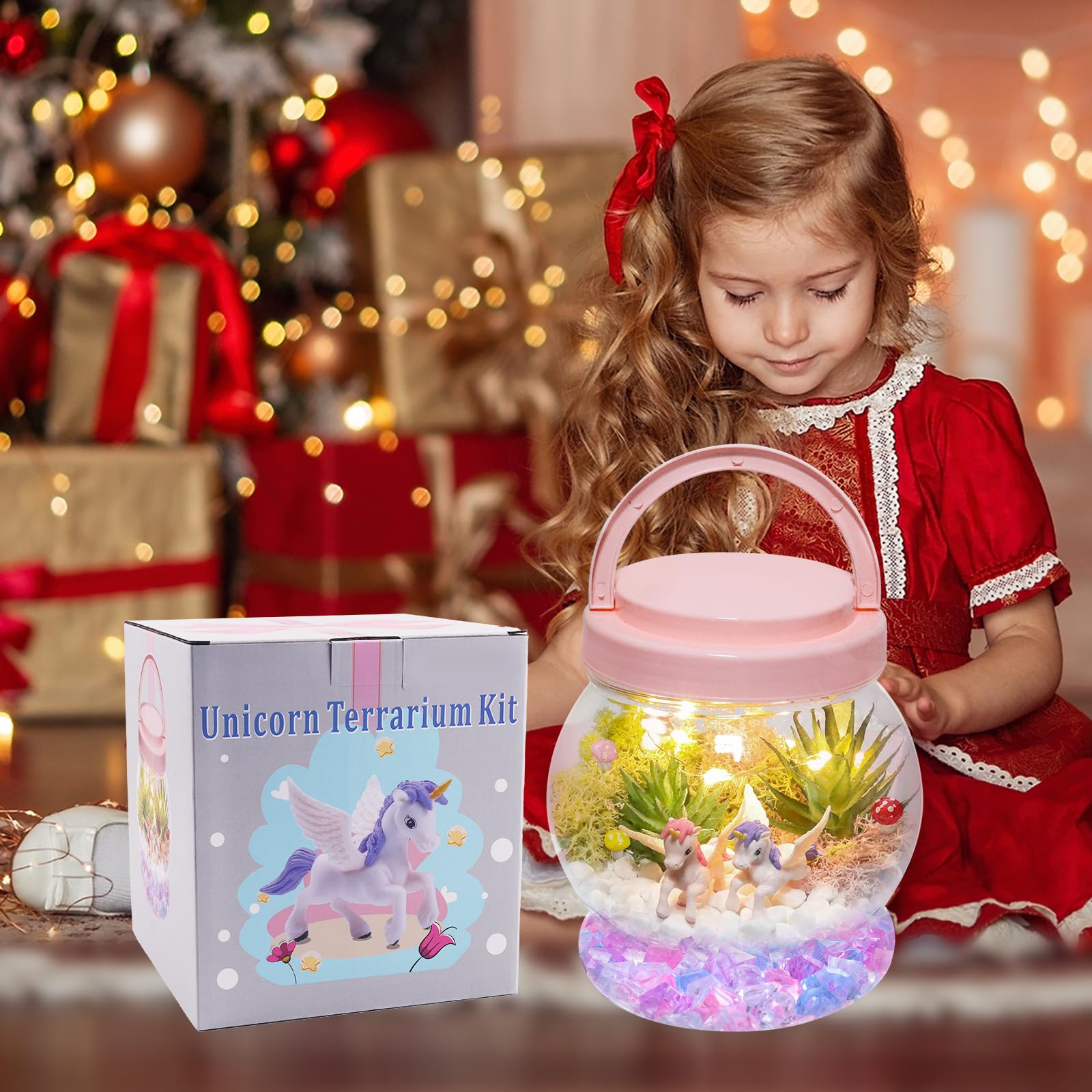 Magical DIY Unicorn Terrarium Kit with LED Night Light & Remote - Creative Arts and Crafts Gift for Girls Age 4-12 | Birthday Present, Kids Room Decor, STEM Learning Activity, Bedtime Night Light for Children's Bedrooms
