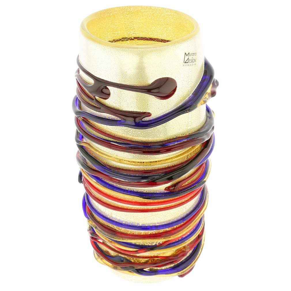 Venetian Murano Glass Vesuvio Abstract Art Tall Vase - Handcrafted Italian Home Decor for Living Room, Dining Table & Luxury Gift