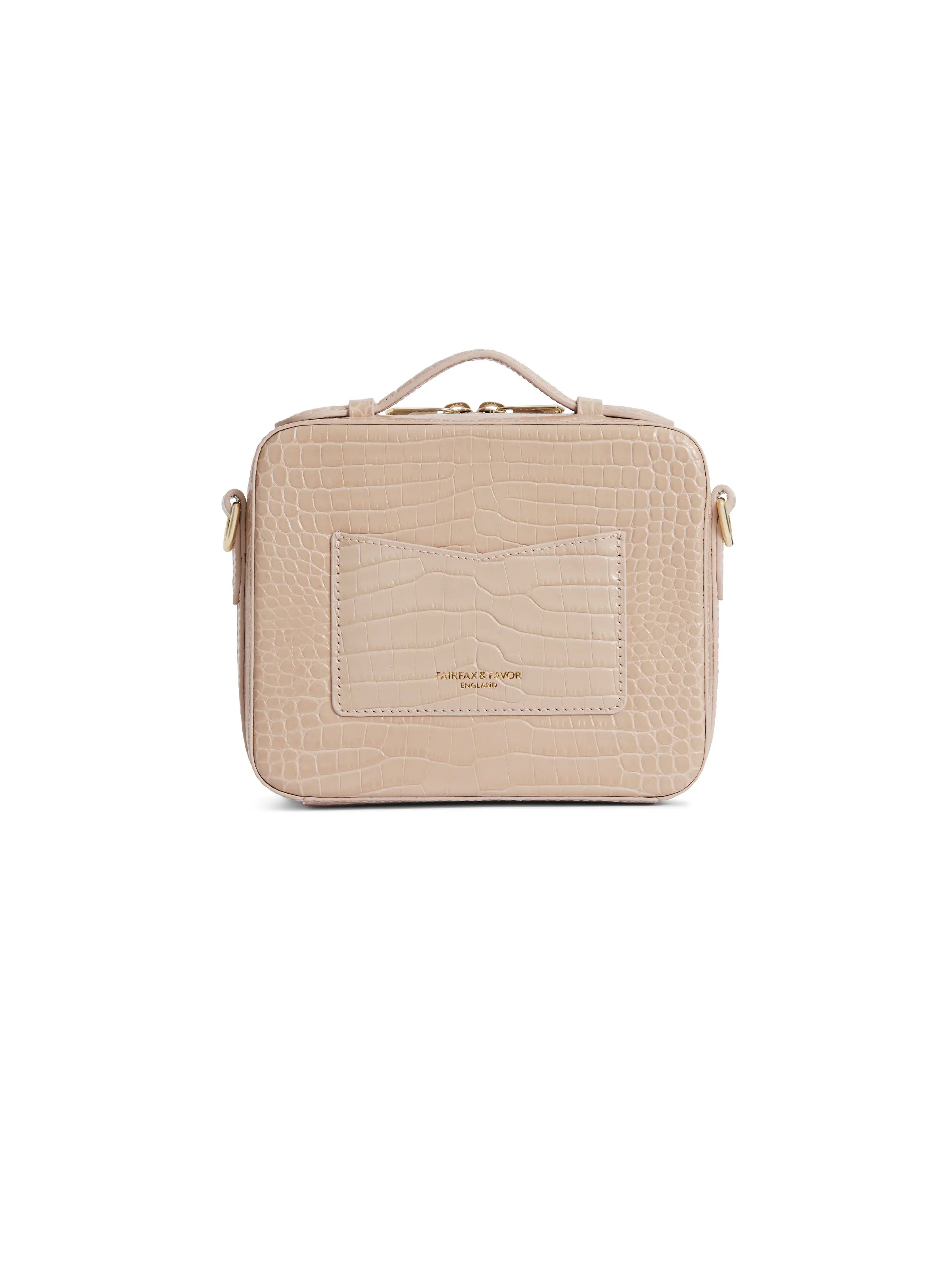 Buckingham Blush Croc Print Leather Handbag - Elegant Crocodile Embossed Shoulder Bag for Women | Perfect for Work, Party & Evening Events