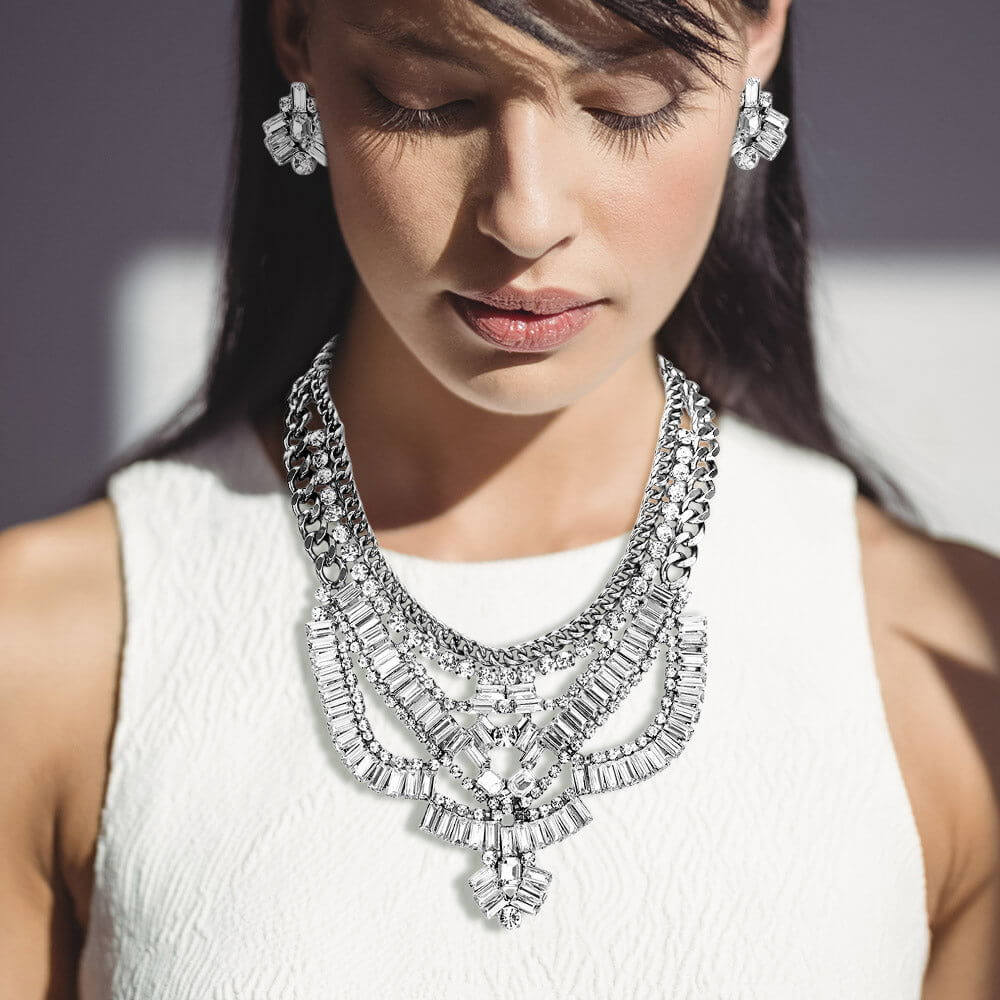 Vintage Cubic Zirconia Statement Necklace for Women - Elegant Crystal Bridal Jewelry for Weddings, Parties & Special Occasions