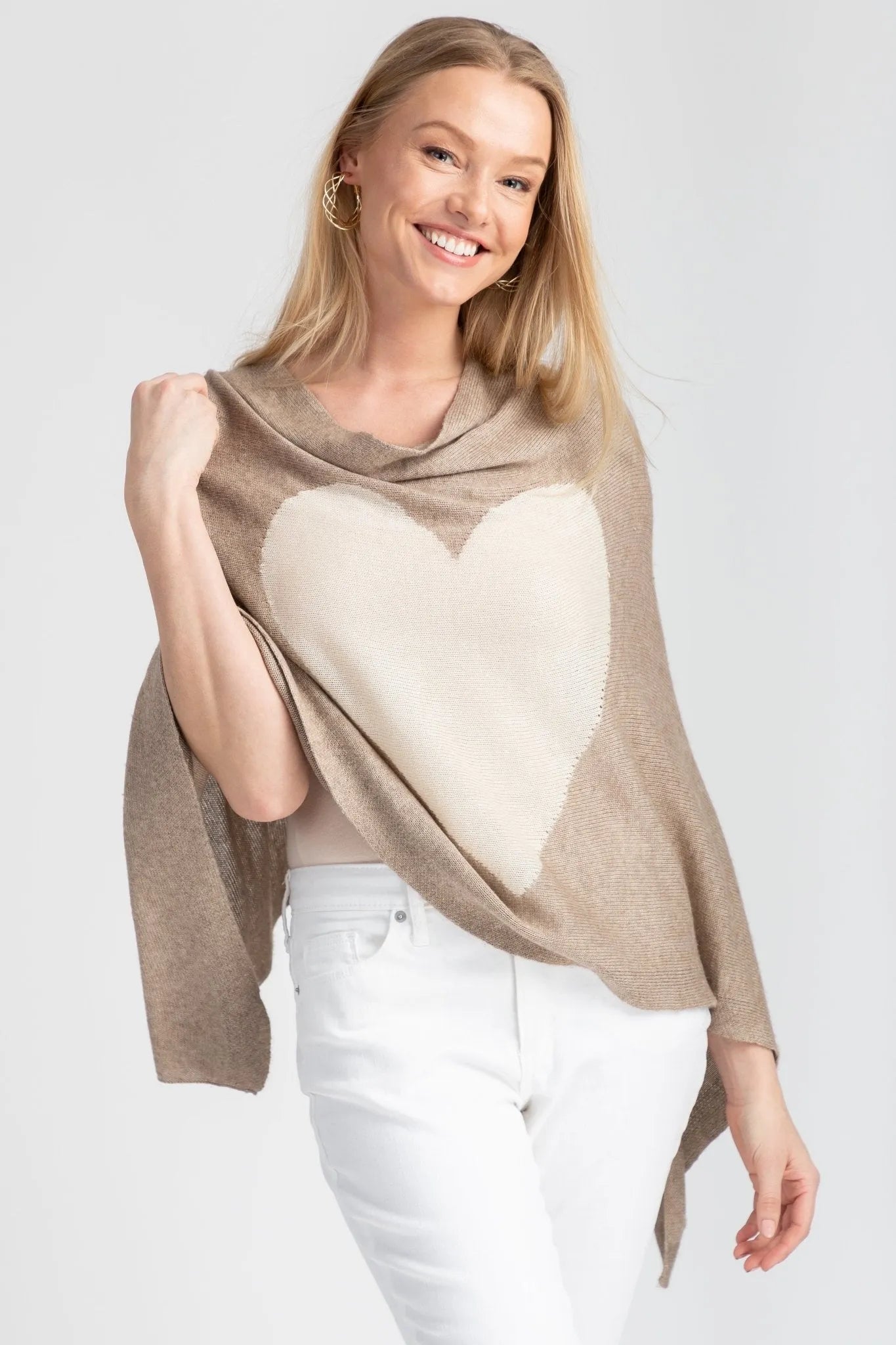 Luxury Heart Cashmere and Silk Poncho Shawl - Soft Warm Wrap for Women - Perfect for Winter, Travel, and Special Occasions