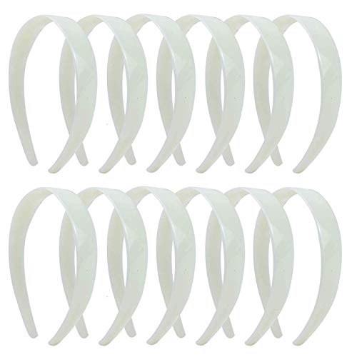 Timoo 20 Pcs 1 Inch Wide Plastic Headbands No Teeth Hair Bands for Women & Girls - Soft Stretchable Hair Accessories for DIY, Craft, Salon, Party, Wedding & Everyday Use (White)