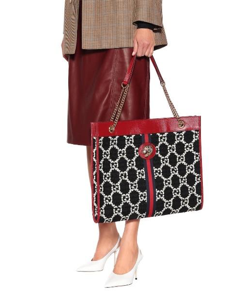 Gucci Rajah GG Tweed Large Tote Bag for Women - Black & White Checkered Pattern Designer Handbag - Perfect for Work, Travel & Everyday Luxury Fashion Accessory
