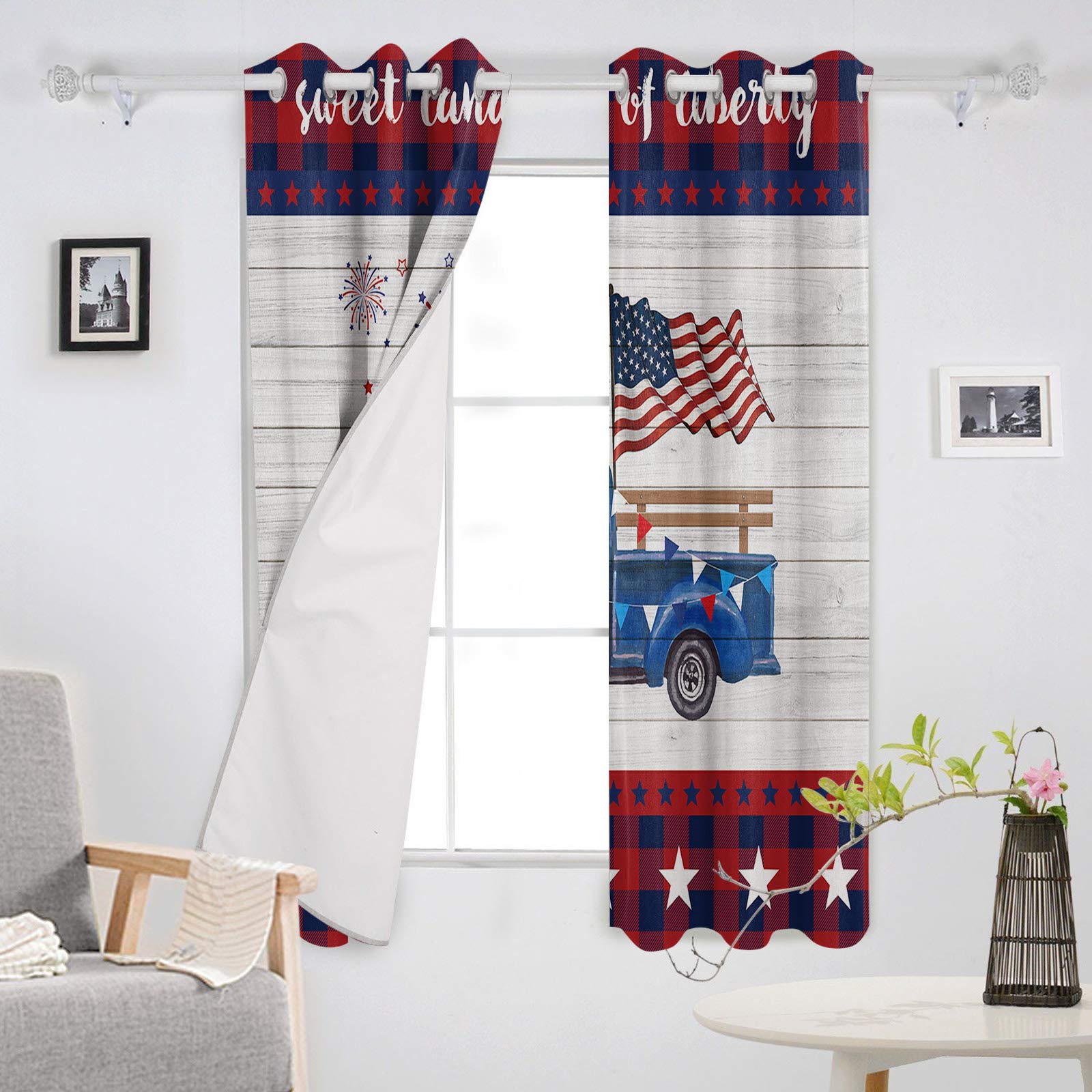American Flag Blackout Curtains for Bedroom & Living Room - Thermal Insulated Room Darkening Window Drapes with Grommet Top (2 Panels, 42x84 Inch) - Perfect for Home Decor, Nursery & Home Theater